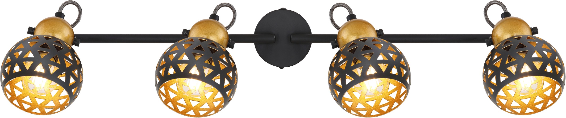 GLOBO LIGHTING Deckenspot »SARRA« E14 1 Stk. Schwarzer Strahler mit Golddekor und Lebensblume-Muster