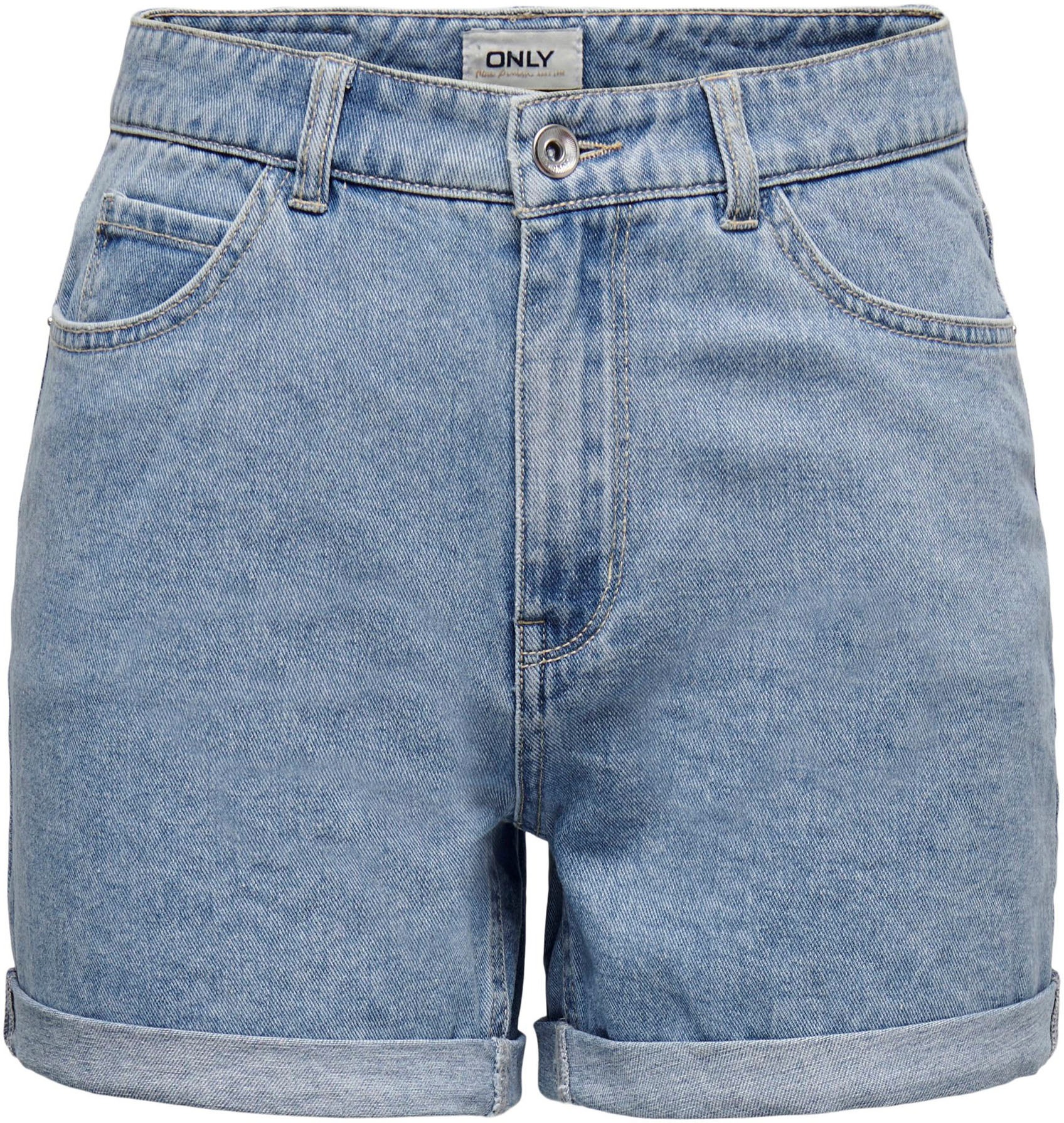 ONLY Jeansshorts »ONLVEGA – Jeansshorts mit hohem Bund und Aufschlag«, regular fit, modisch, Denim, Baumwolle, Eingrifftaschen