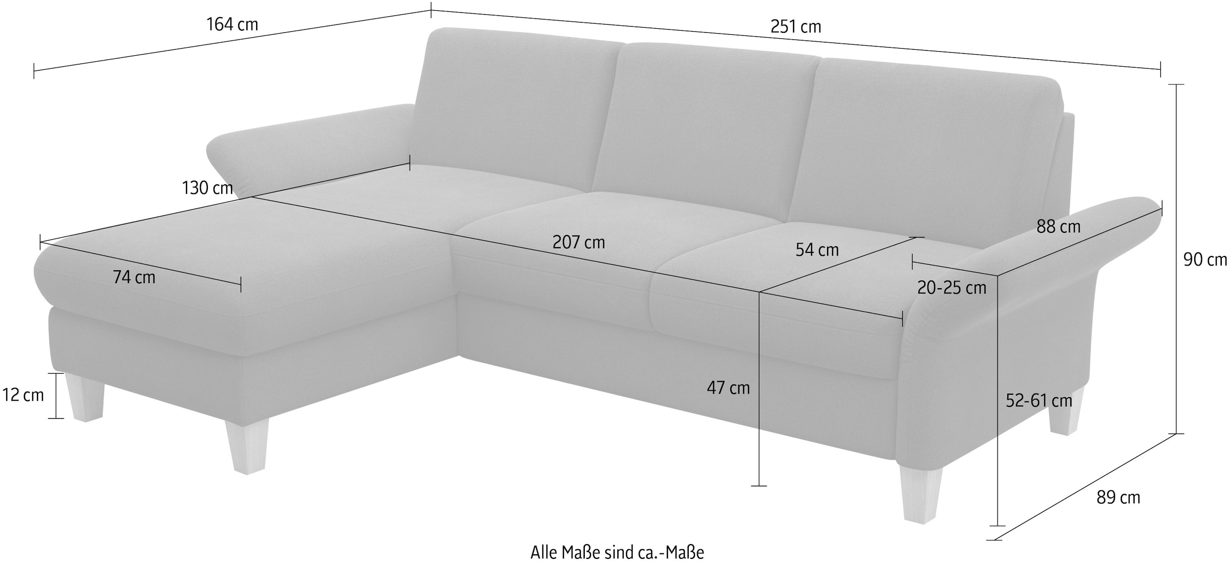 Home affaire Ecksofa »Rochelle«, wahlweise mit Armlverstellung, Klappbett mit Rollen & Bettkasten