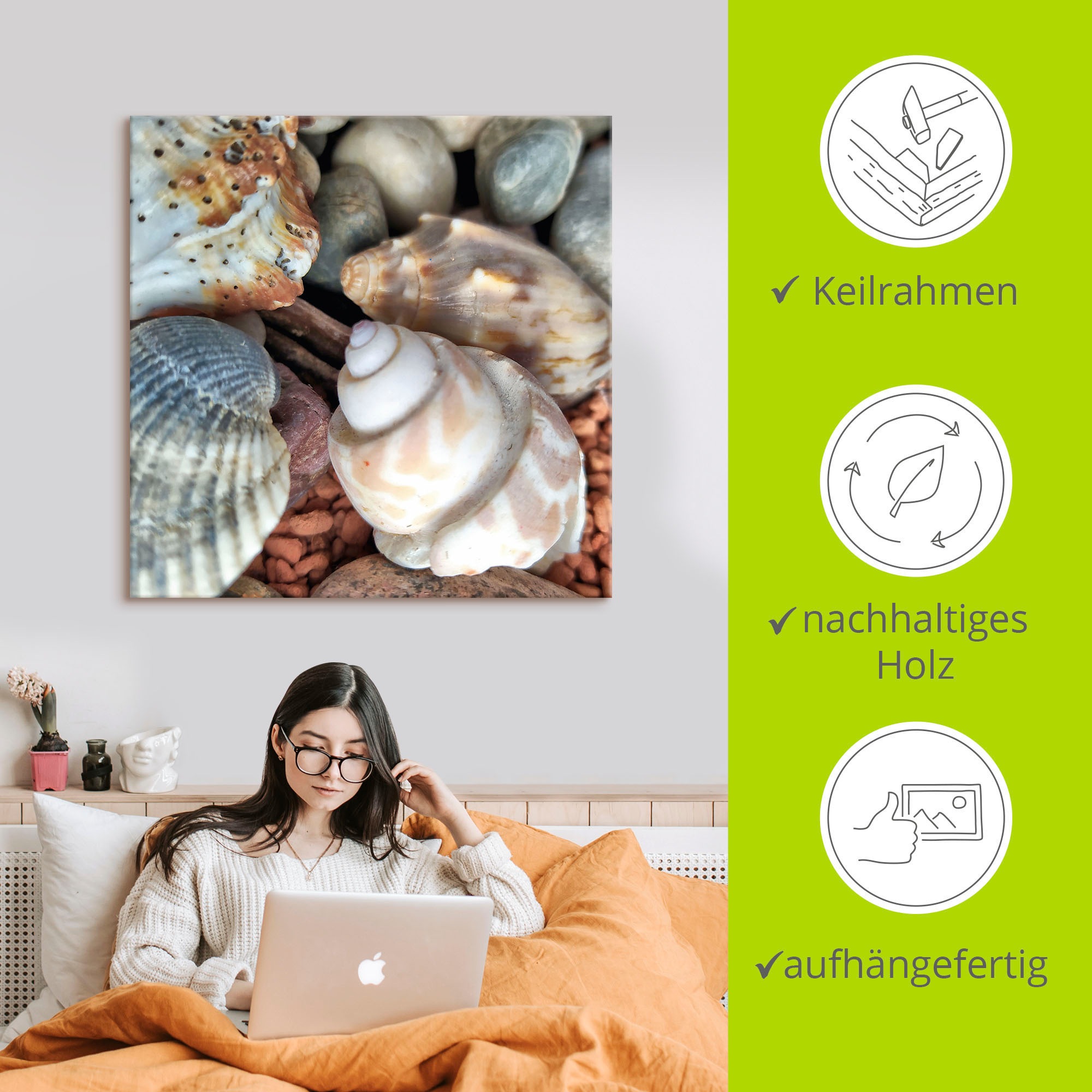 Artland Leinwandbild »Kleine Muschelschätze«, Meer, (1 St.), auf Keilrahmen gespannt