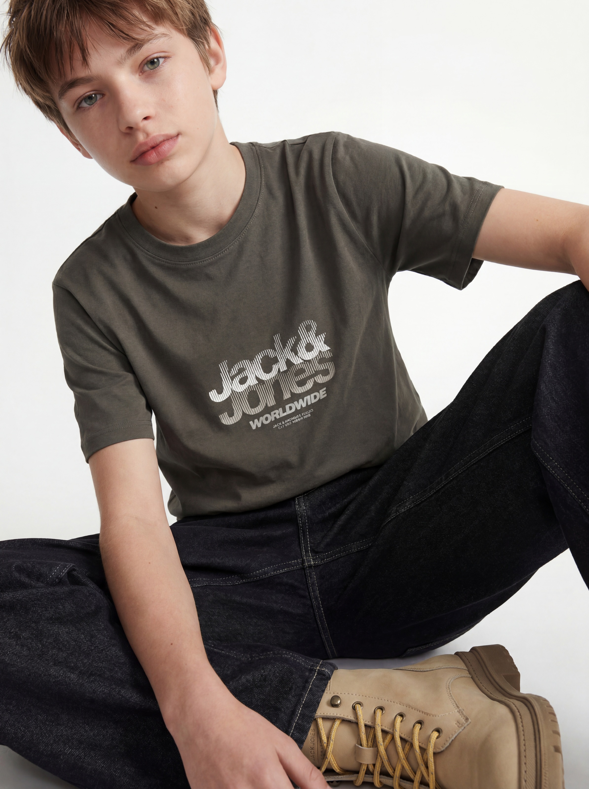 Jack & Jones Junior Rundhalsshirt »JCOECHO GRAPHIC FRONT SS TEE CN FST JNR« Baumwolle, regular fit