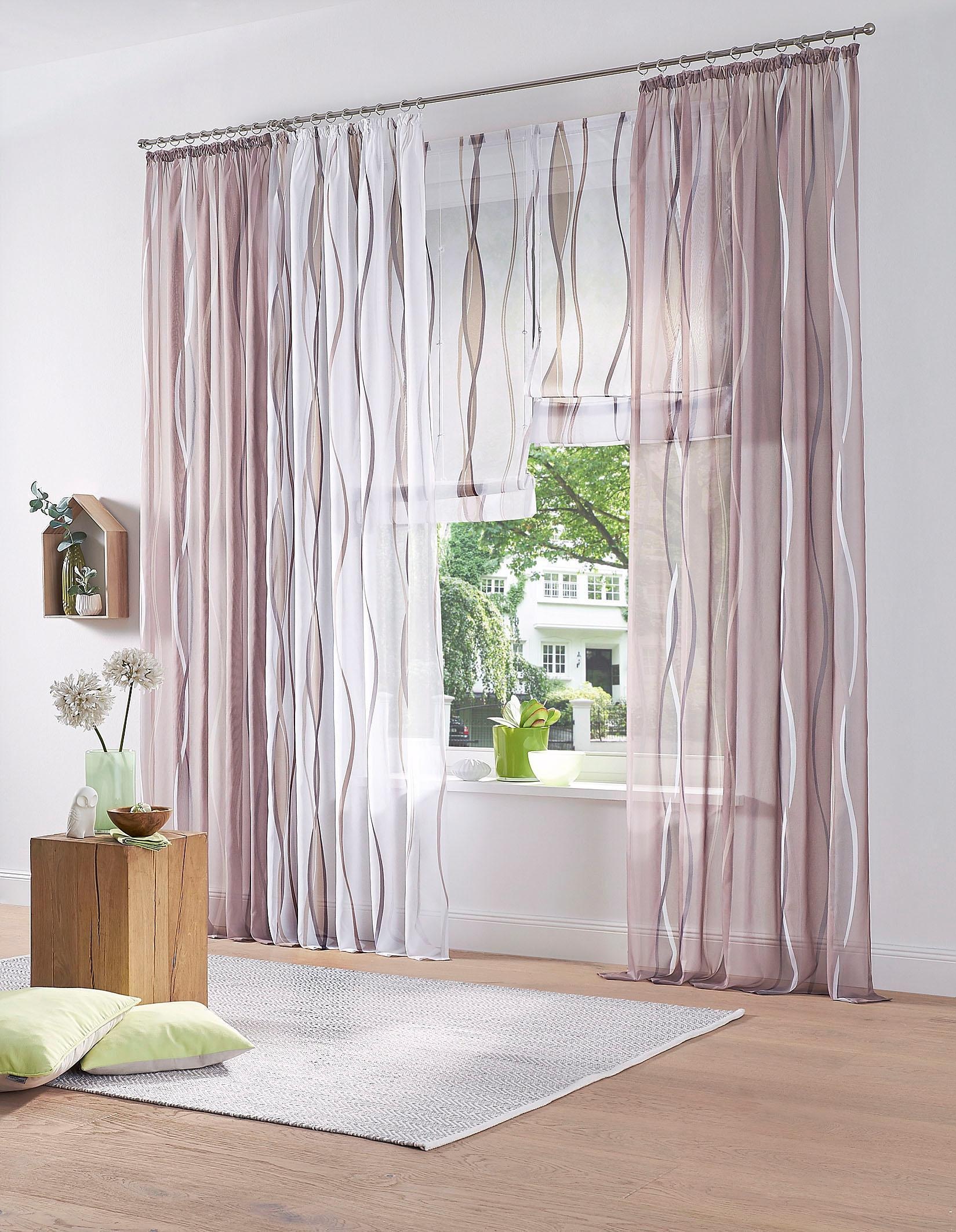 my home Gardine »Dimona«, (2 St.), 2er-Set, transparent, Voile, Polyester günstig online kaufen