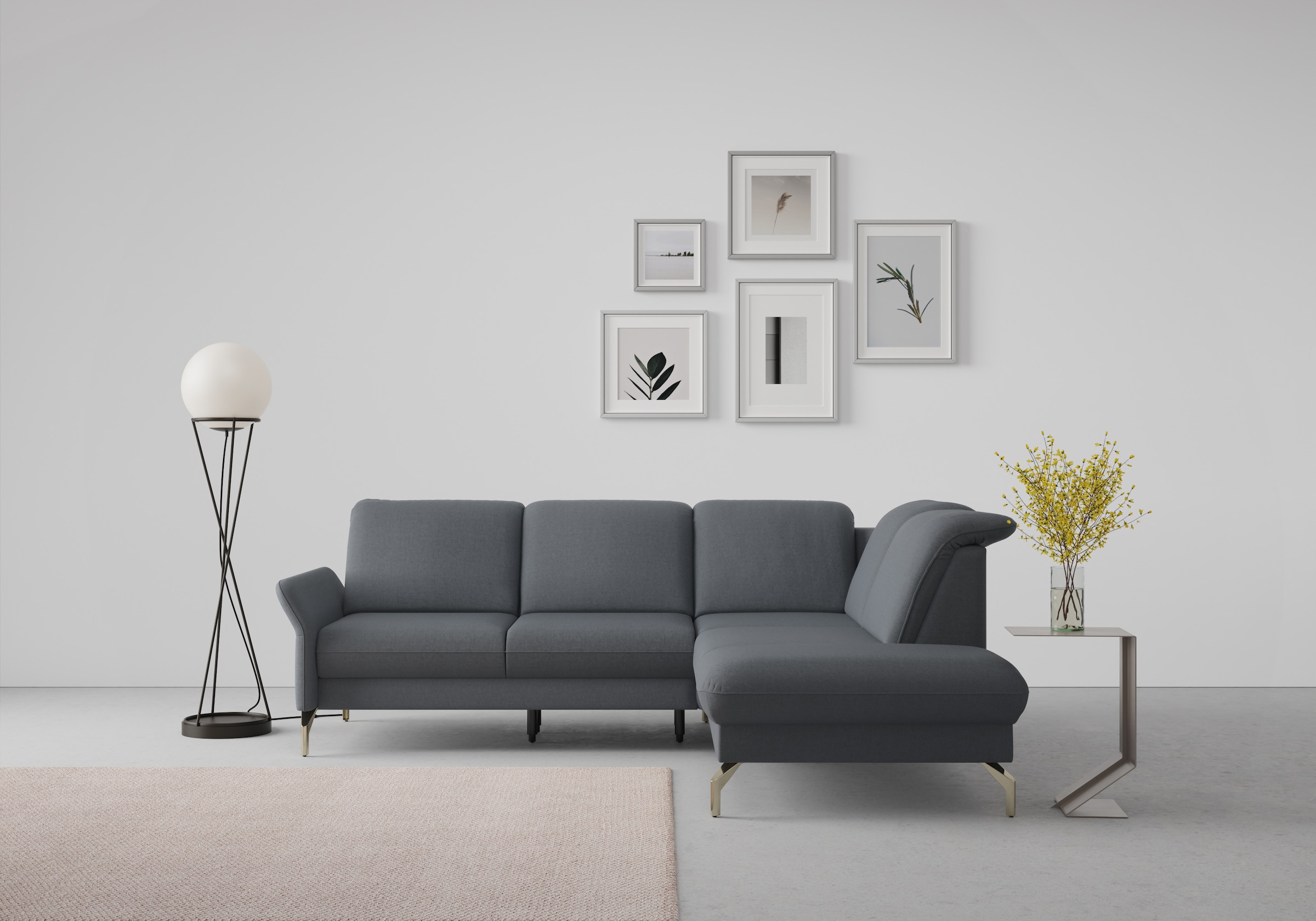 sit&more Ecksofa »Fashion L-Form«, wahlweise mit Kopfteilverstellung, Vorziehsitz, motorisch, Nickelfüße