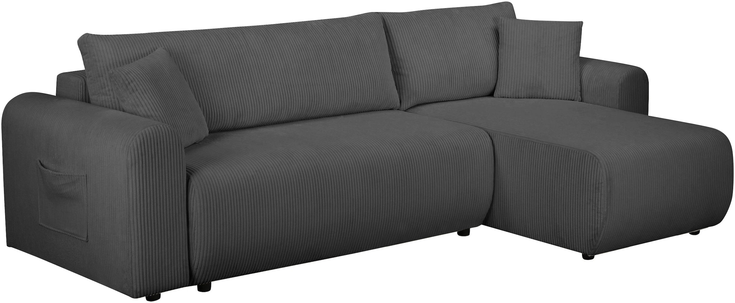 OTTO home Ecksofa »JONAA Cord L-Form, 241cm. OTTO. Verlässliche Qualität« Tonnentaschen-Federkern, Bettkasten, Schlafsofa (133/200)