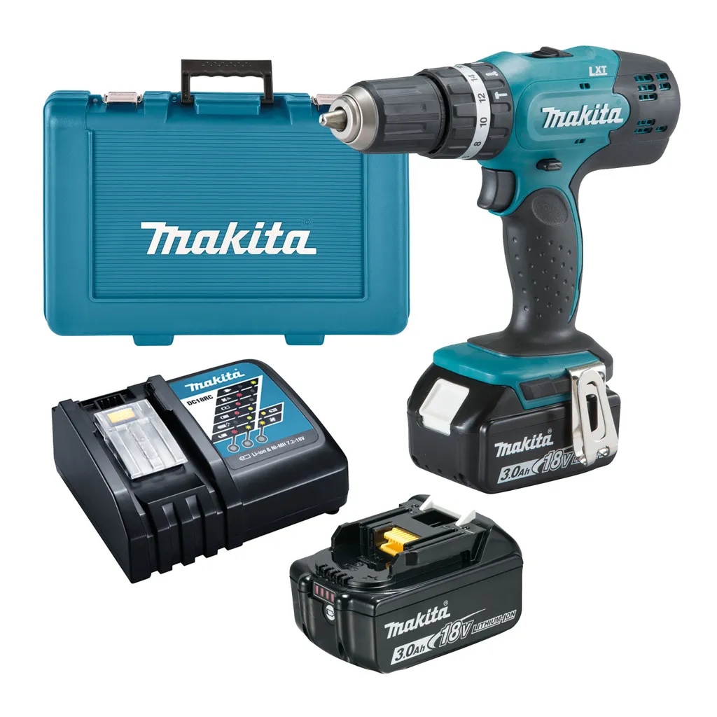 Makita Akku-Schlagbohrschrauber »»DHP453RFE««, Schlagfunktion, Inkl. 2 Akkus, Ladegerät und Transportkoffer