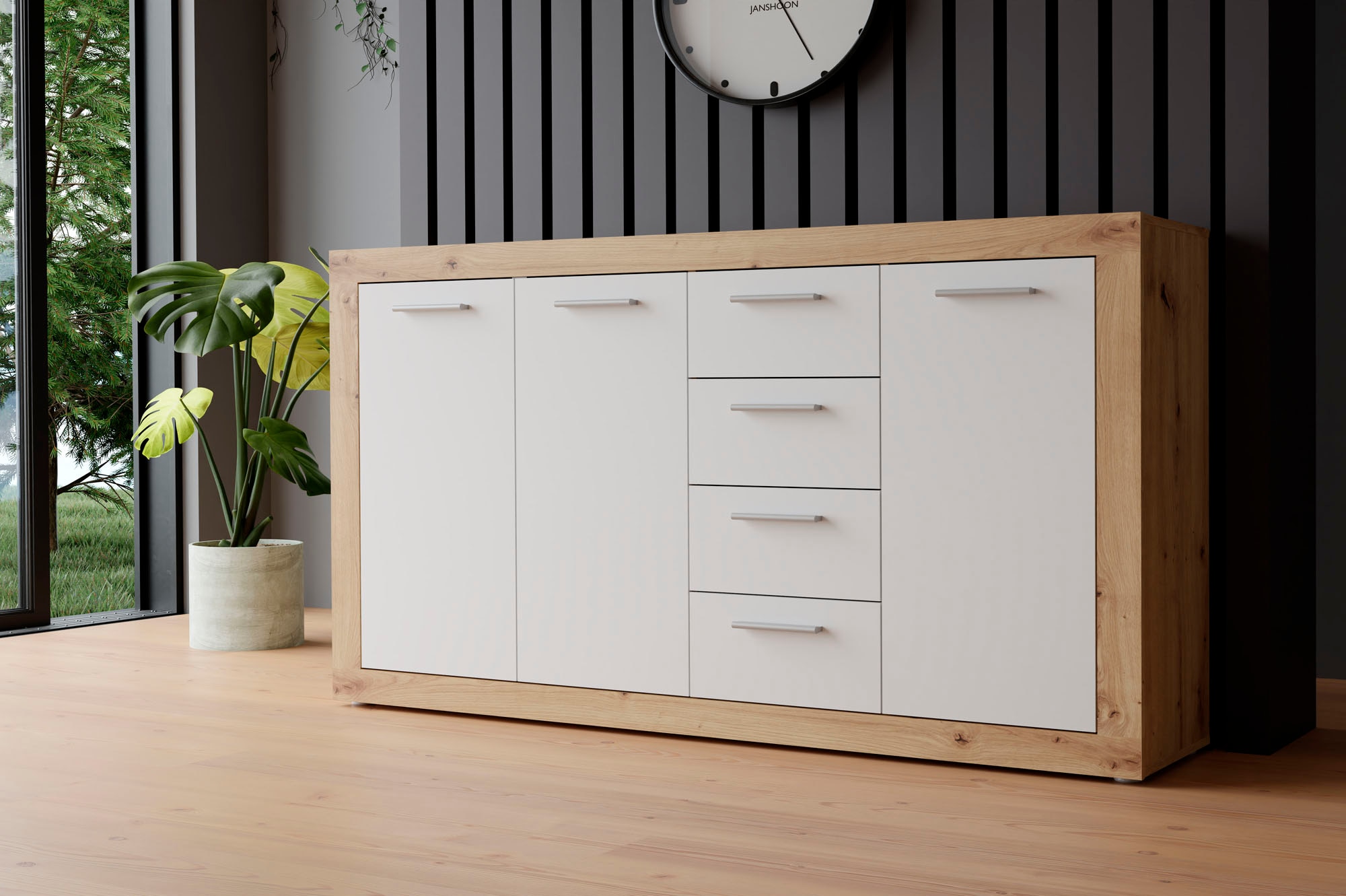FORTE Sideboard »Baccio«, Breite 153 cm, Höhe 92 cm, 3 Türen und 4 Schubkästen