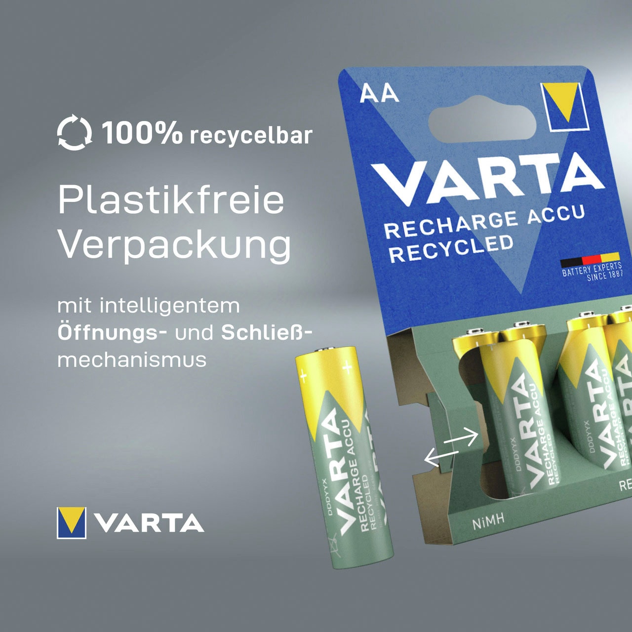 St.), VARTA wiederaufladbare Recharge 4 1,2 Accu (Packung, Akkus«, Batterien VARTA V, »wiederauflaudbare