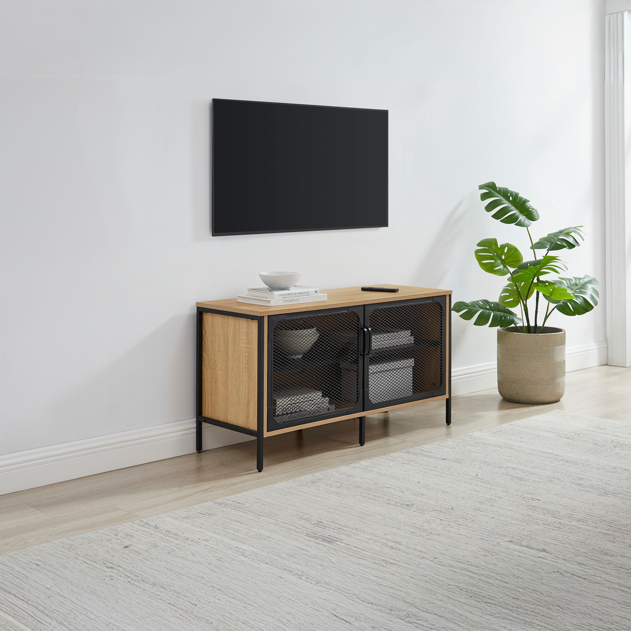 OTTO HOME TV-Board »Amance« mit natürlichen ABS-Kanten und langlebigem Metallgestell naturfarben