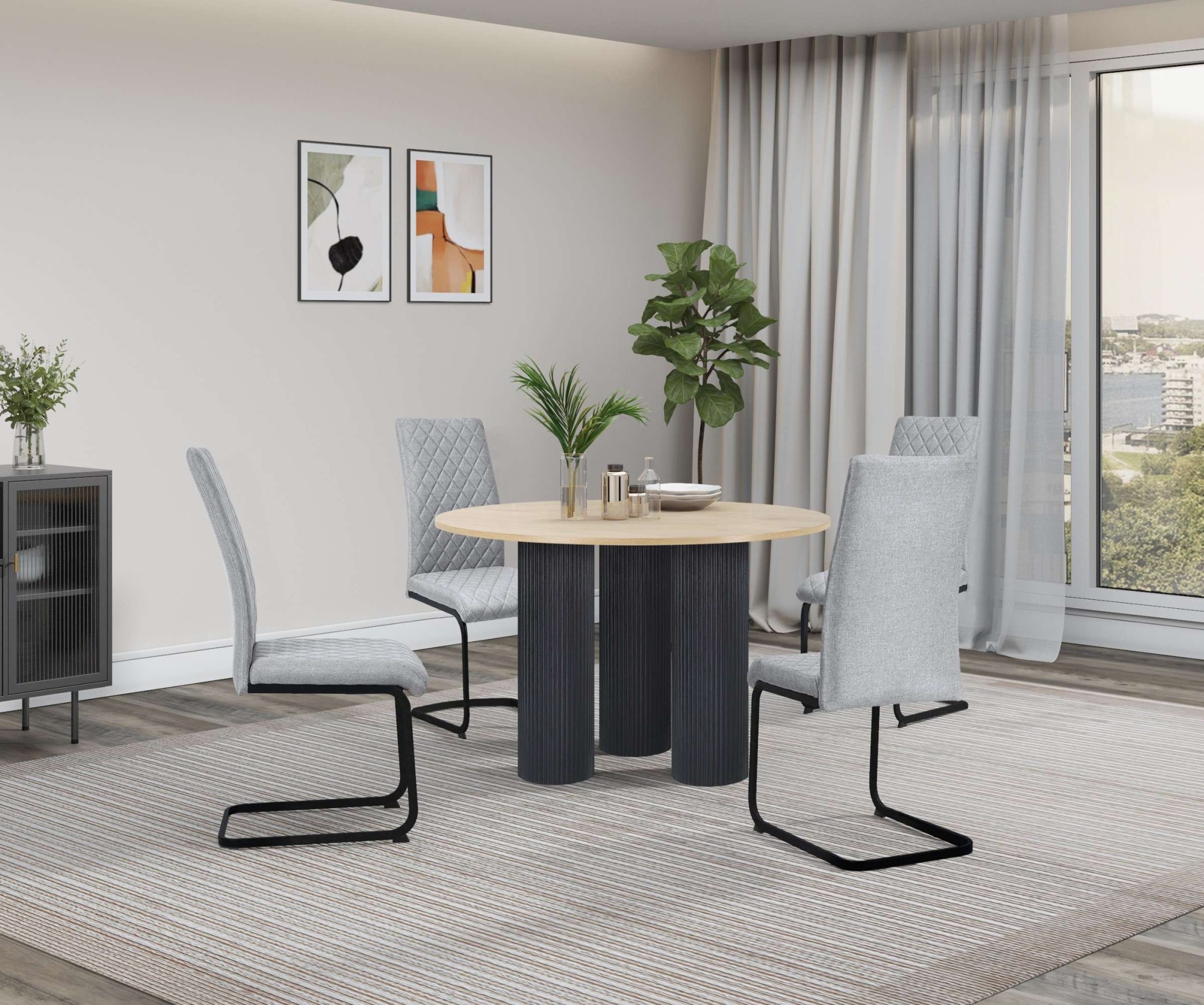 OTTO home Esstisch »Mandan«, rund, 110x110 cm, 25 cm runde Beine mit Rillenstruktur, Höhe 76 cm