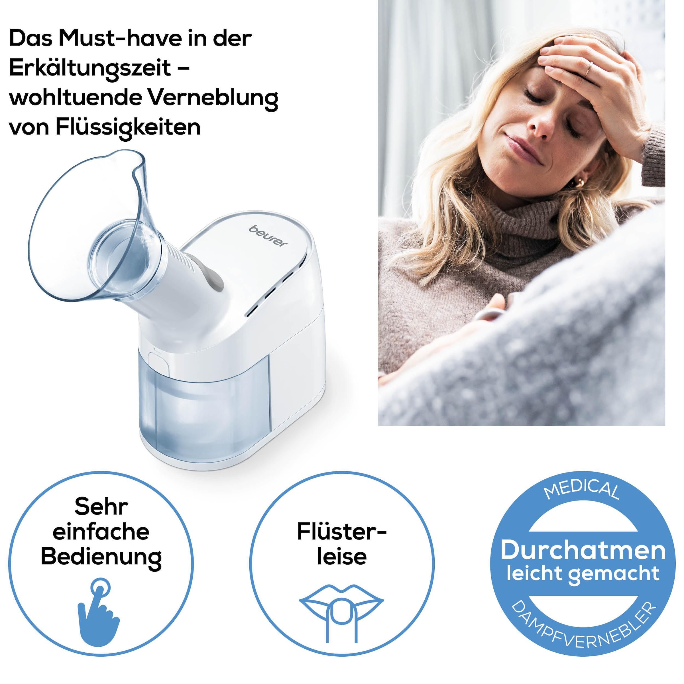BEURER Inhalationsgerät »SI 40, Warmdampfbehandlung bei Erkältungen mit dem Dampfvernebler«, Einfache & hygienische Reinigung durch abnehmbare Elemente