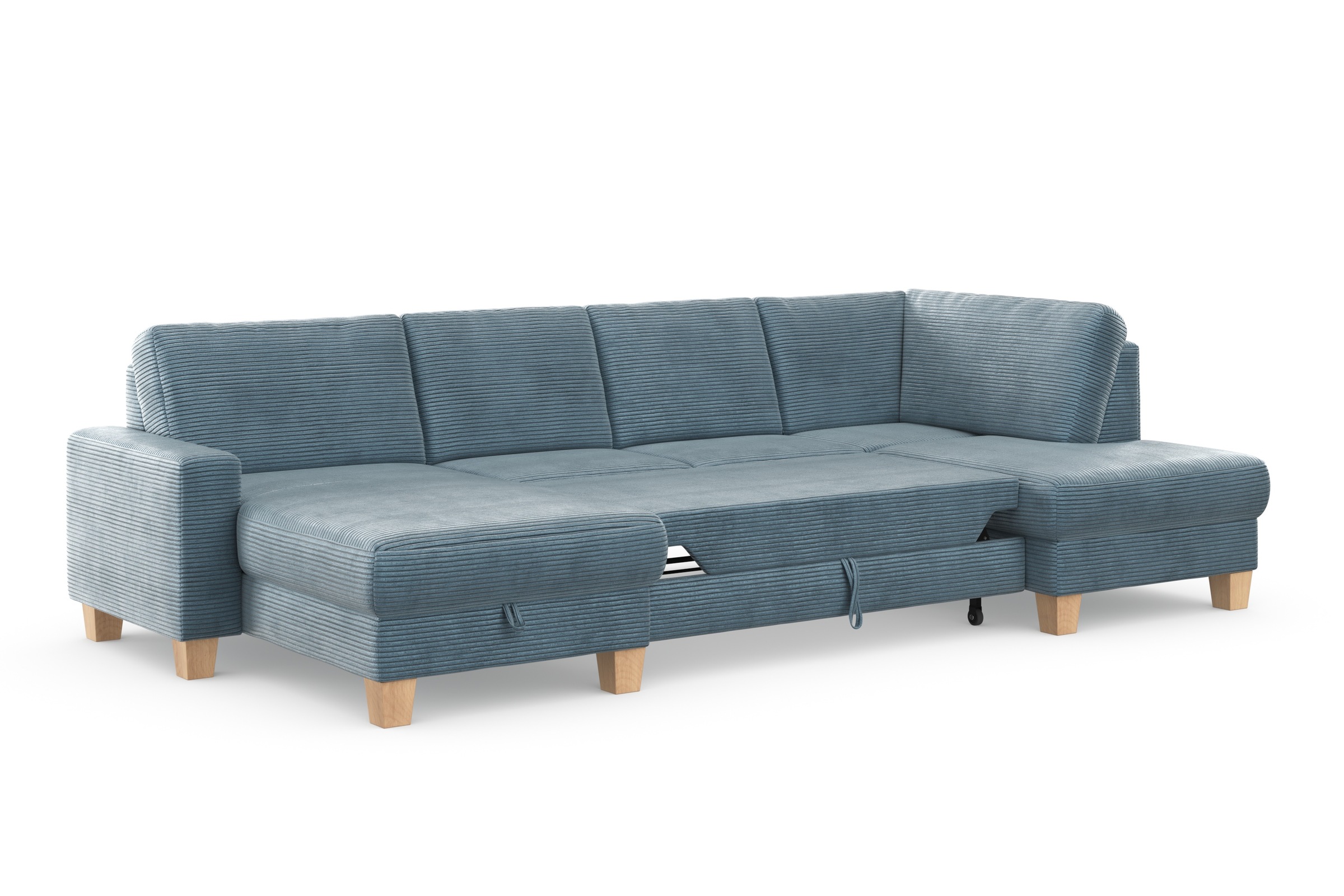 Home affaire Wohnlandschaft »Summer U-Form«, mit oder ohne Bettfunktion und Bettkasten, Cord-Bezug