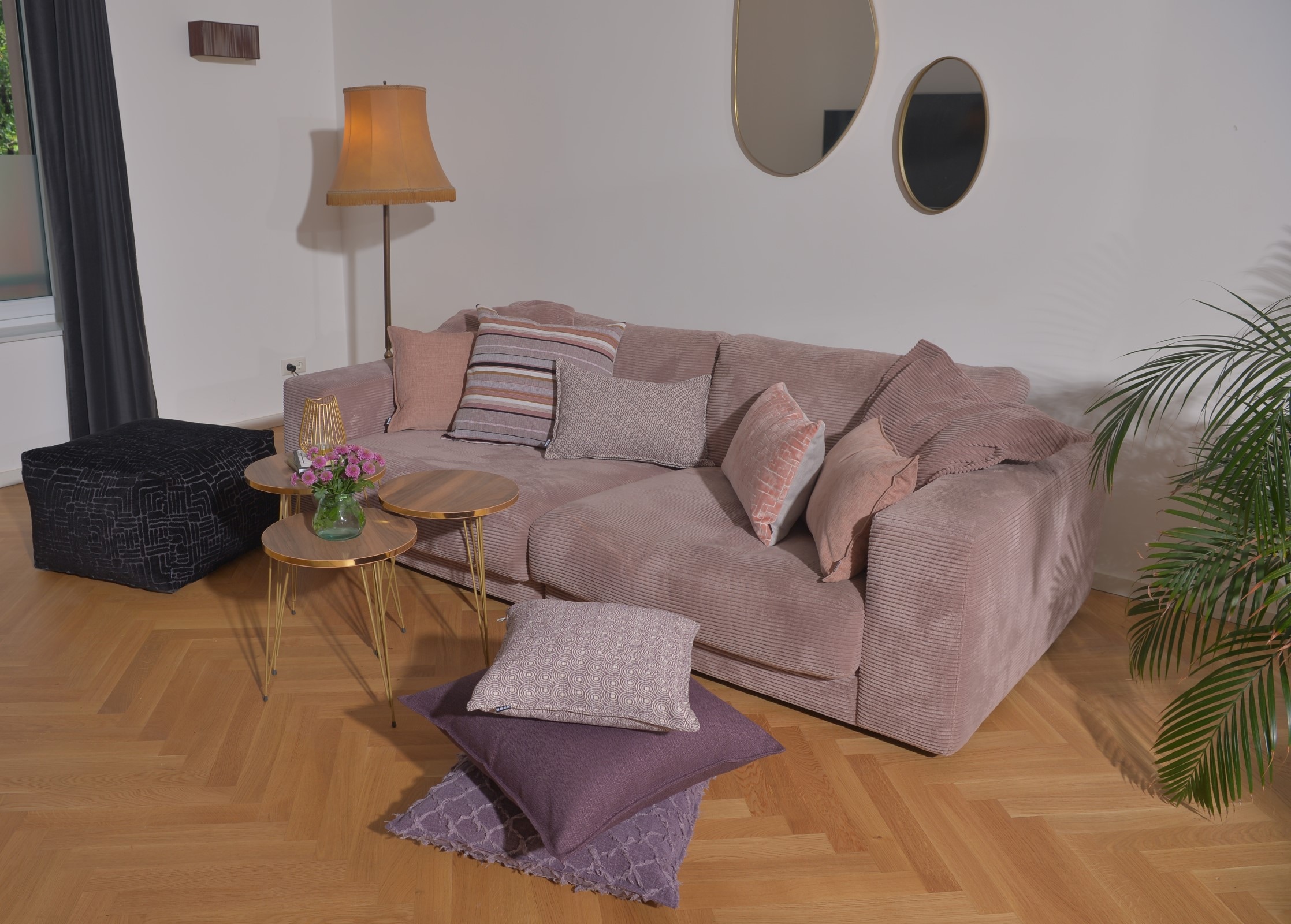 H.O.C.K. Dekokissen »Mary« Rückenkissen inkl. Füllung, 60x60cm, Dekokissen Streifen, pink