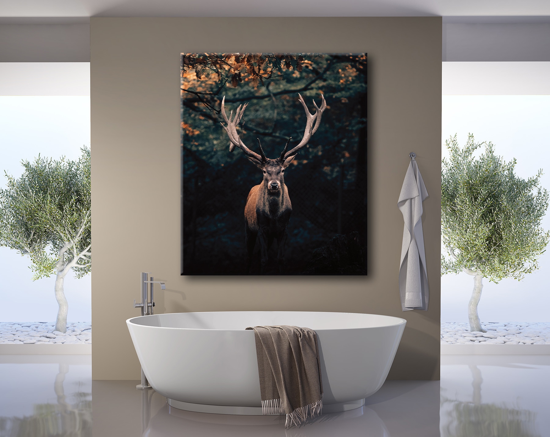 Bönninghoff Leinwandbild »Wandbild HIRSCH IM WALD XXL 118x140 cm – Leinwandbild Keilrahmen Deko« Hirsch | Hirschbilder | Hirsche | Natur | Rehe | Tiere | Wald | Wildtiere 1 Stk. tlg. auf Keilrahmen gespannt