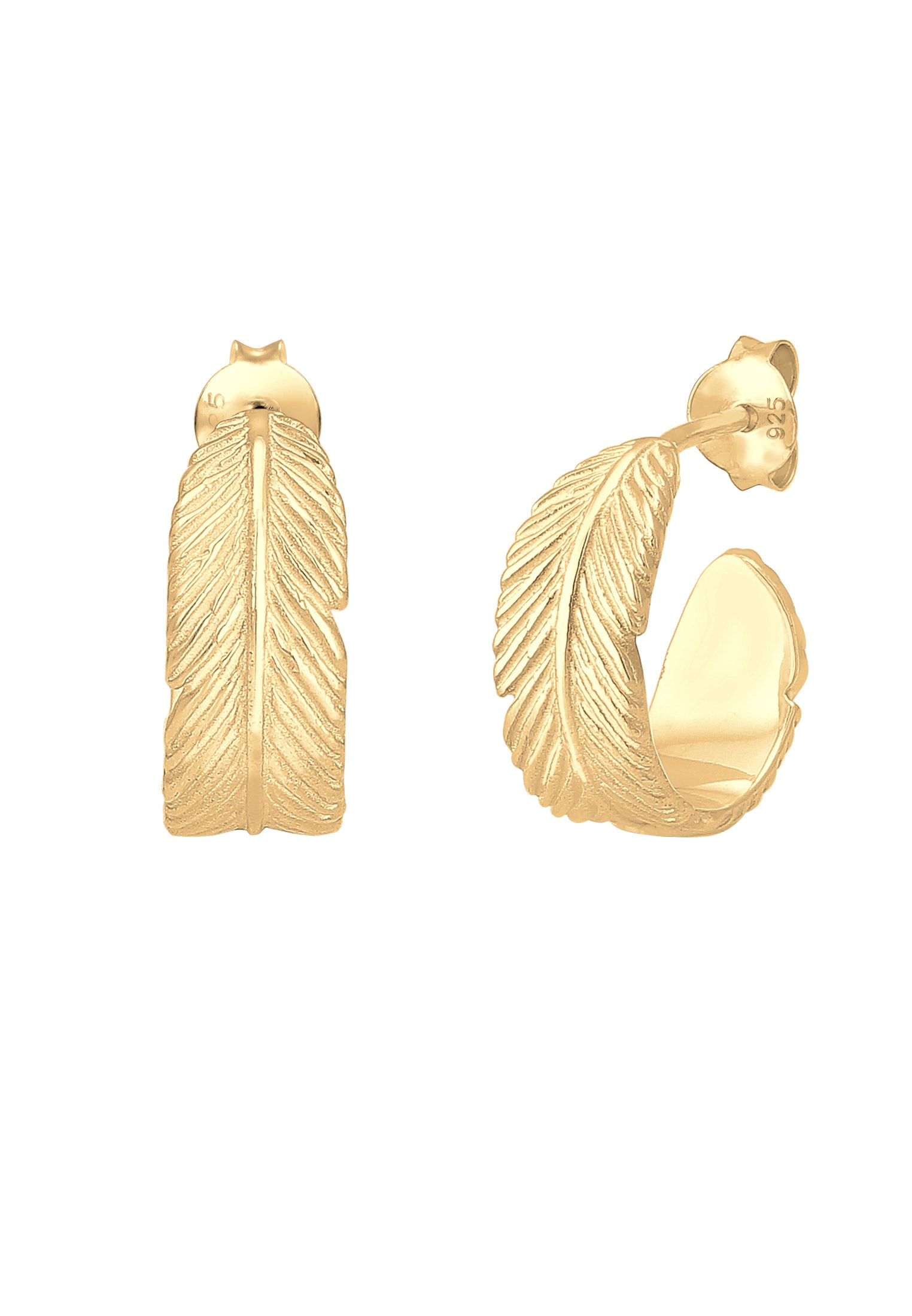 Elli Paar Creolen »Creolen Hänger Feder Festival Trend 925er Silber«