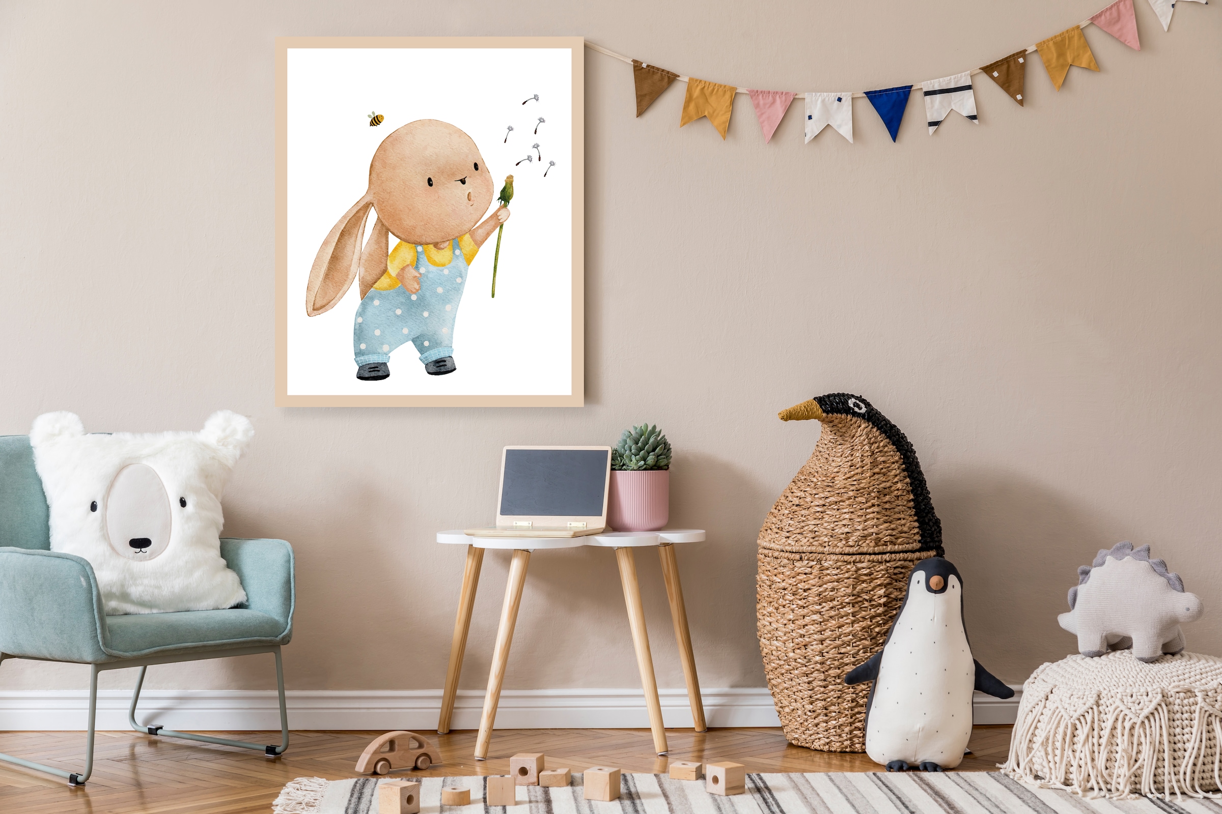 Lüttenhütt Bild mit Rahmen »oder Poster, Hase mit Pusteblume«, Fantasy-Hase günstig online kaufen