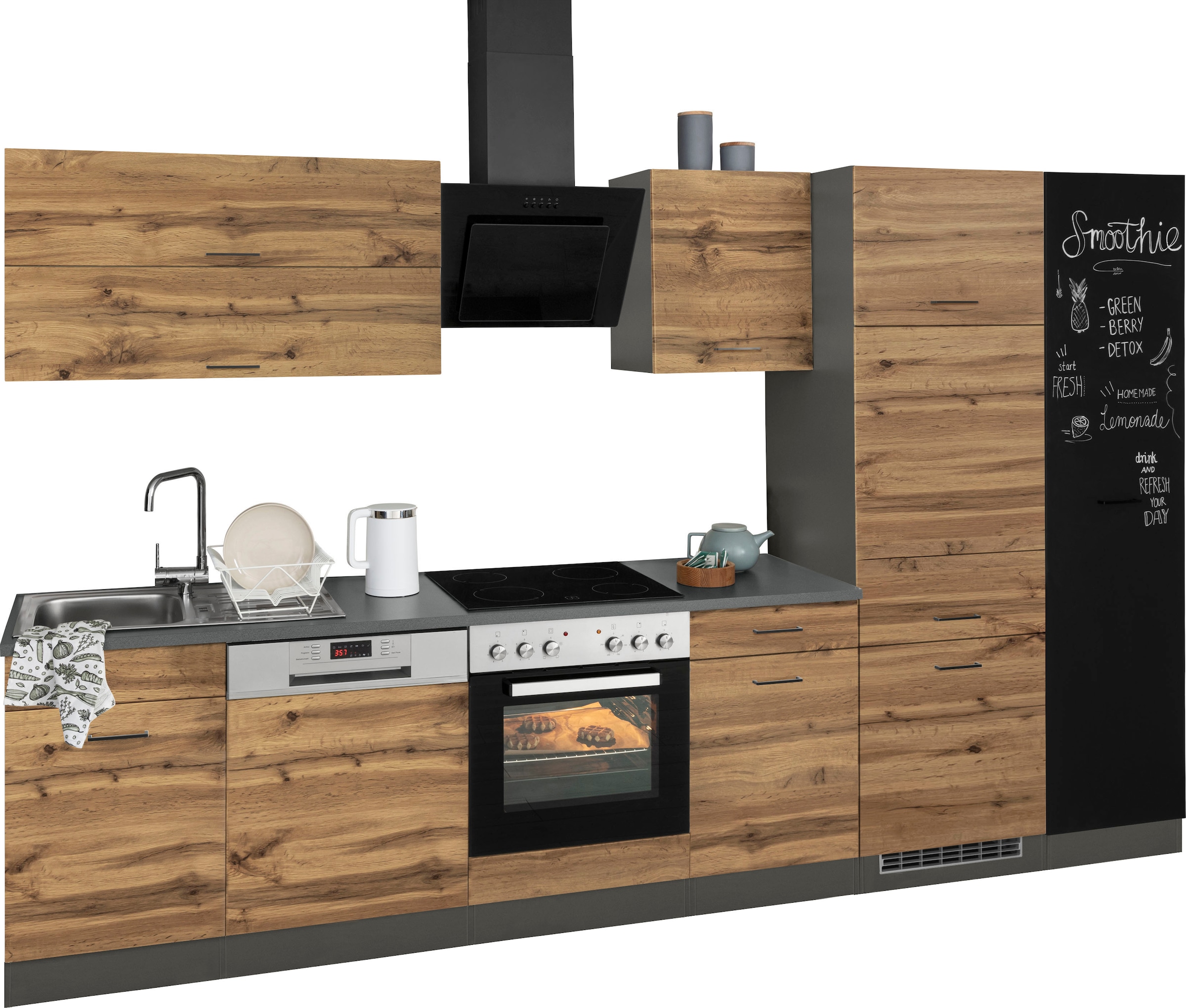 KOCHSTATION Küchenzeile »KS-Trier«, mit E-Geräten, Breite 330 cm