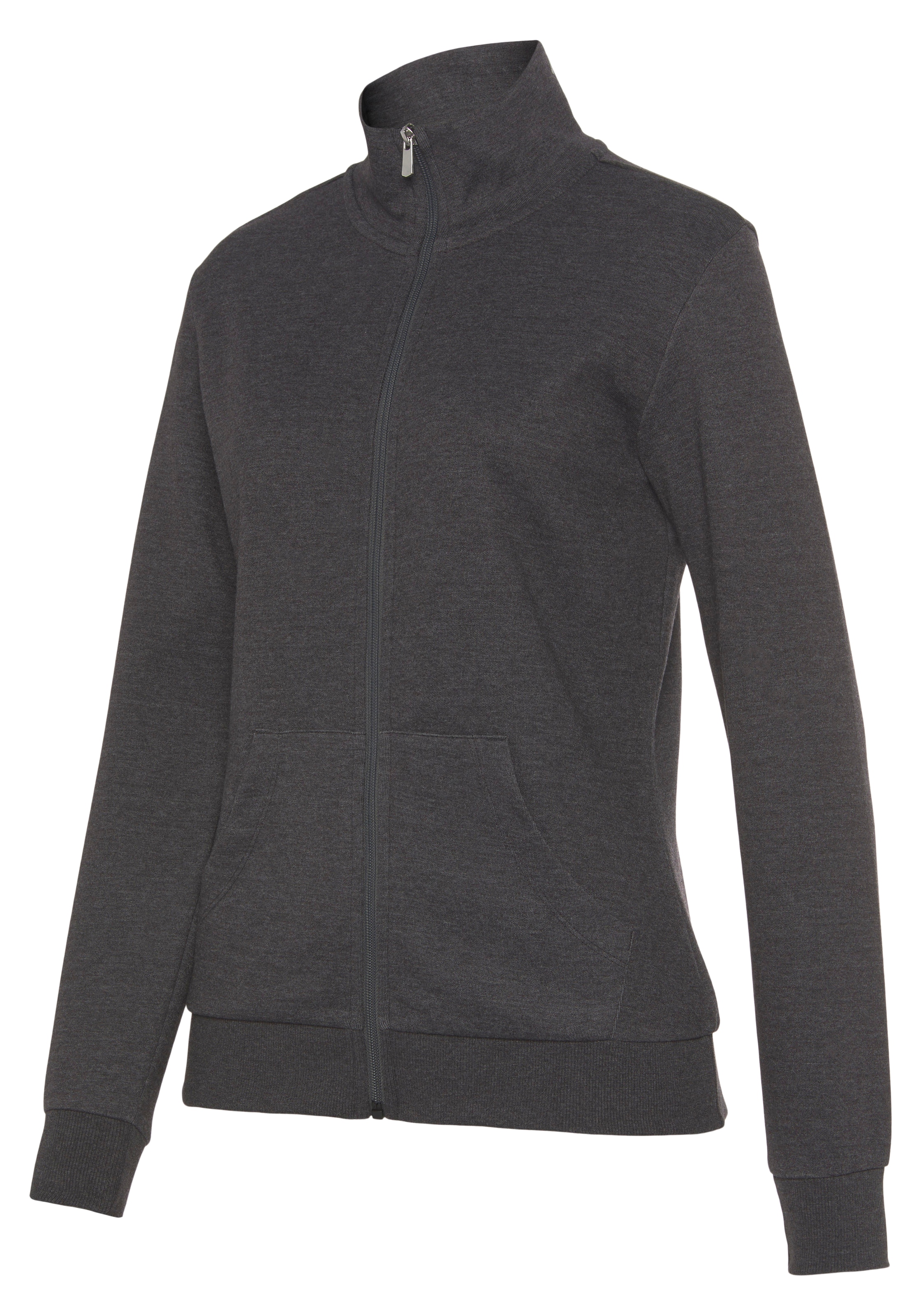 Bench. Loungewear Sweatjacke »- Loungejacke«, mit glänzender Logostickerei am Stehkragen, Loungewear, Loungeanzug