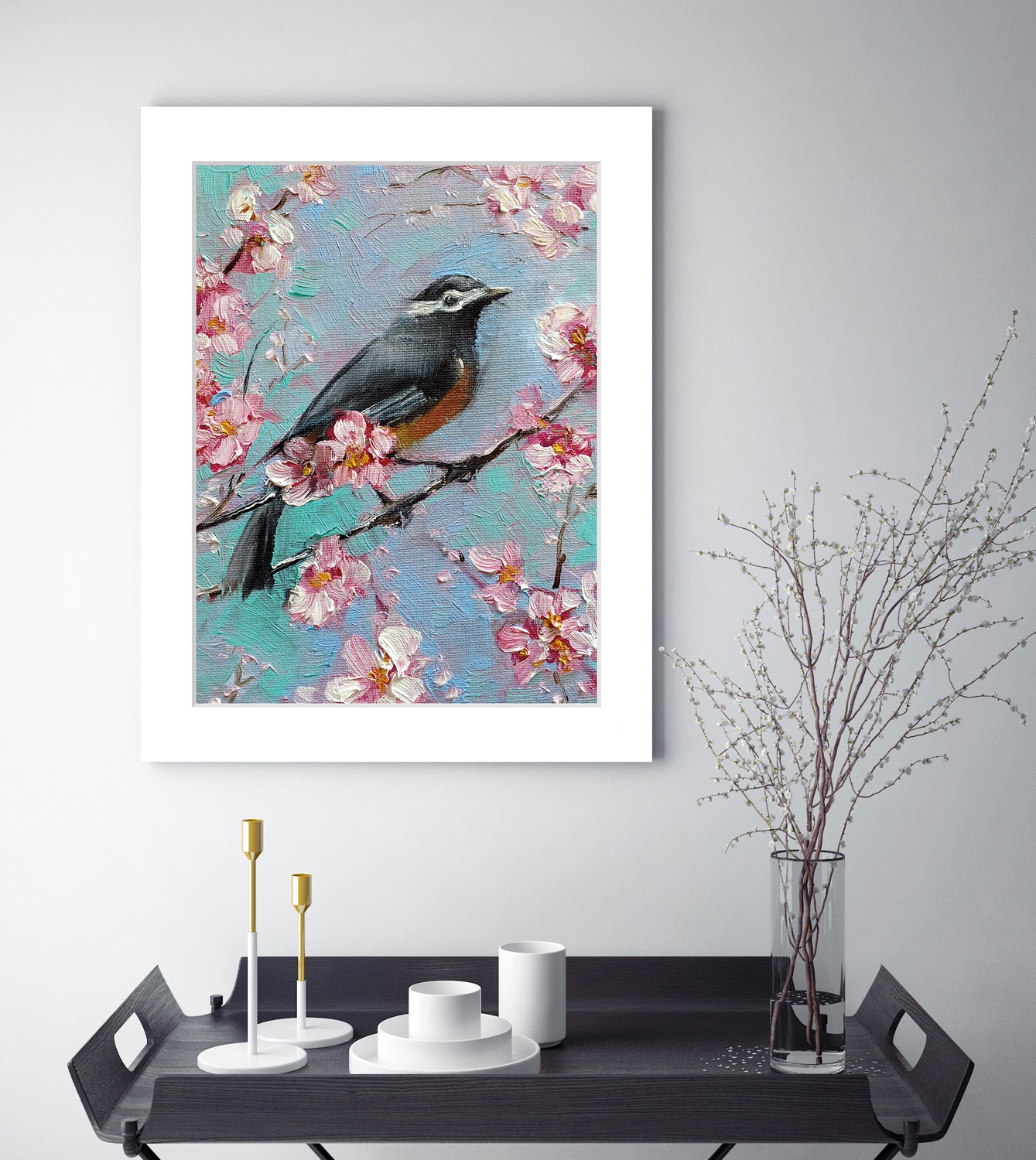 queence Bild »Mona«, Vögel, gerahmt, Blumen günstig online kaufen