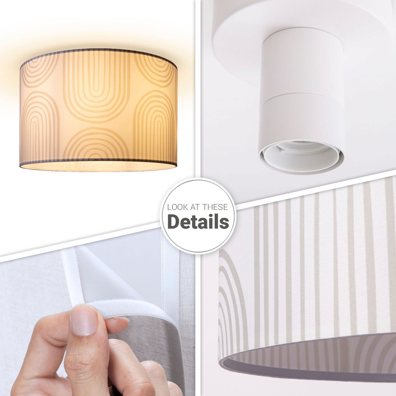 Paco Home Deckenleuchte »Hugo Pillar«, Leuchtmittel E27 | ohne Leuchtmittel, Deckenleuchte Mit Lampenschirm Esstisch Schirmlampe Decke Abstrakt