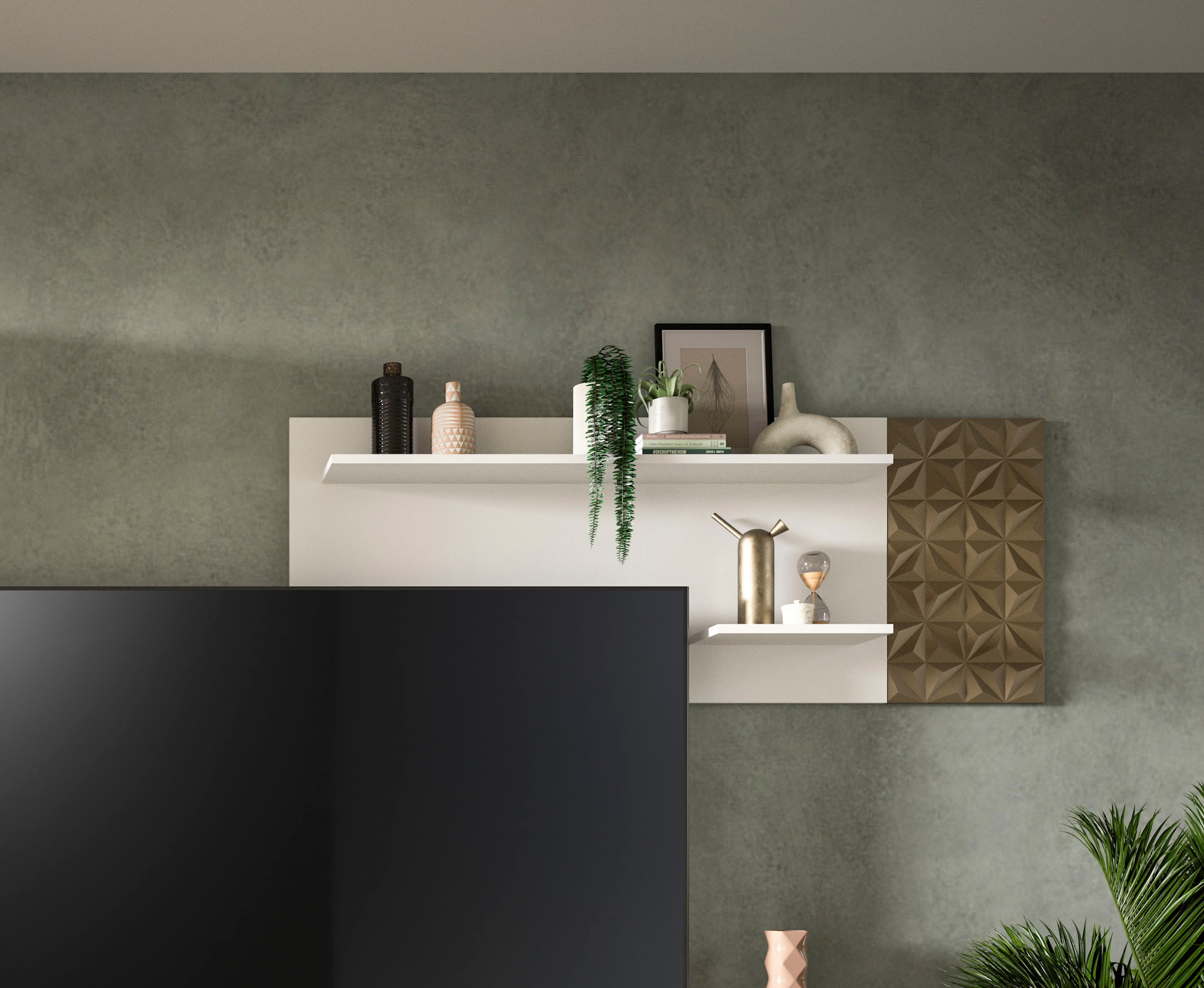 INOSIGN Wandboard »Vicenza, Breite 140 cm, Ornamentabsetzung, 2 Ablageböden«, Wandregal, Regal, Board, Wandablage, Ablageboard