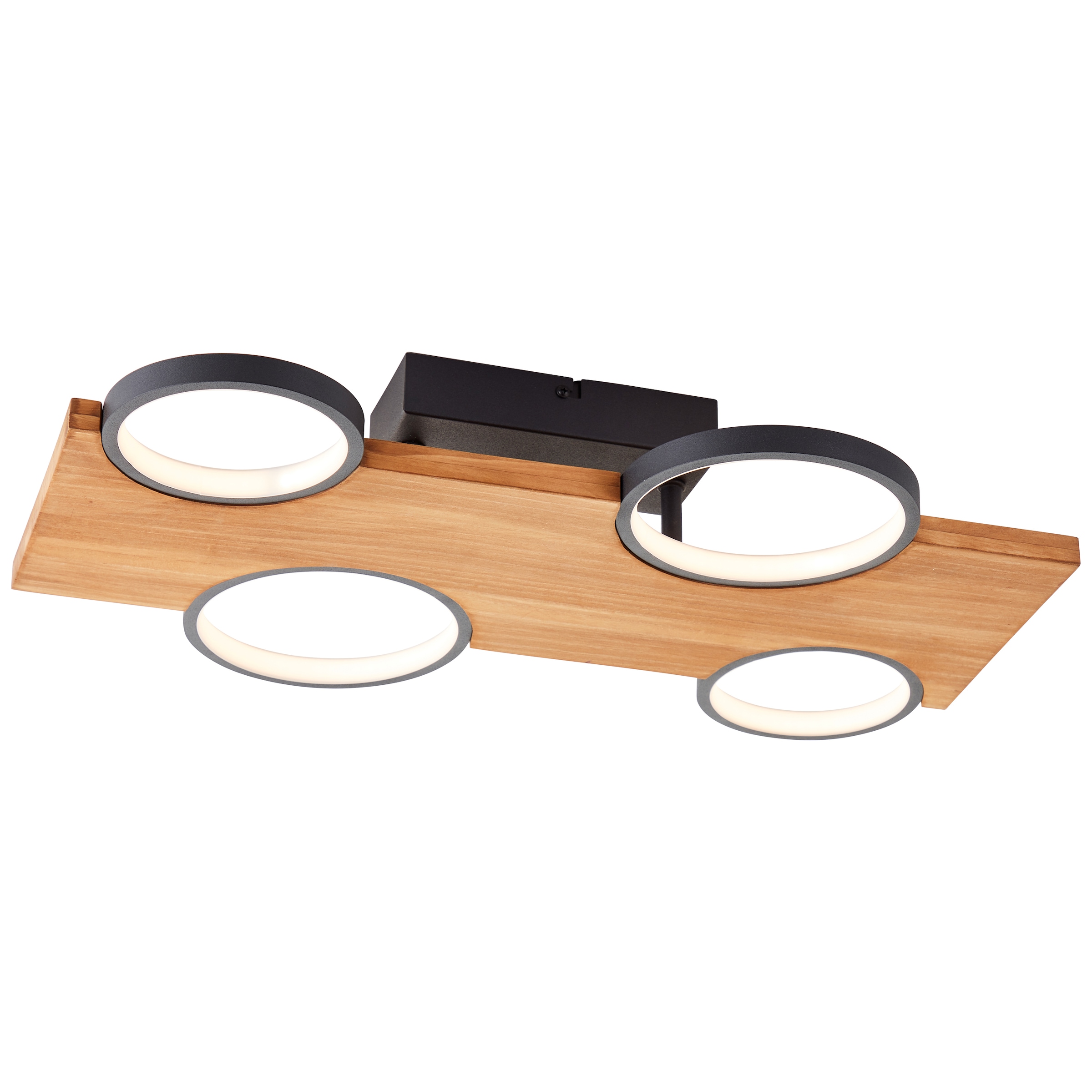 Brilliant LED Deckenleuchte »Cheesy«, 55 x 35 cm, 3400lm, 3000K, Holz/Metall, natur/schwarz
