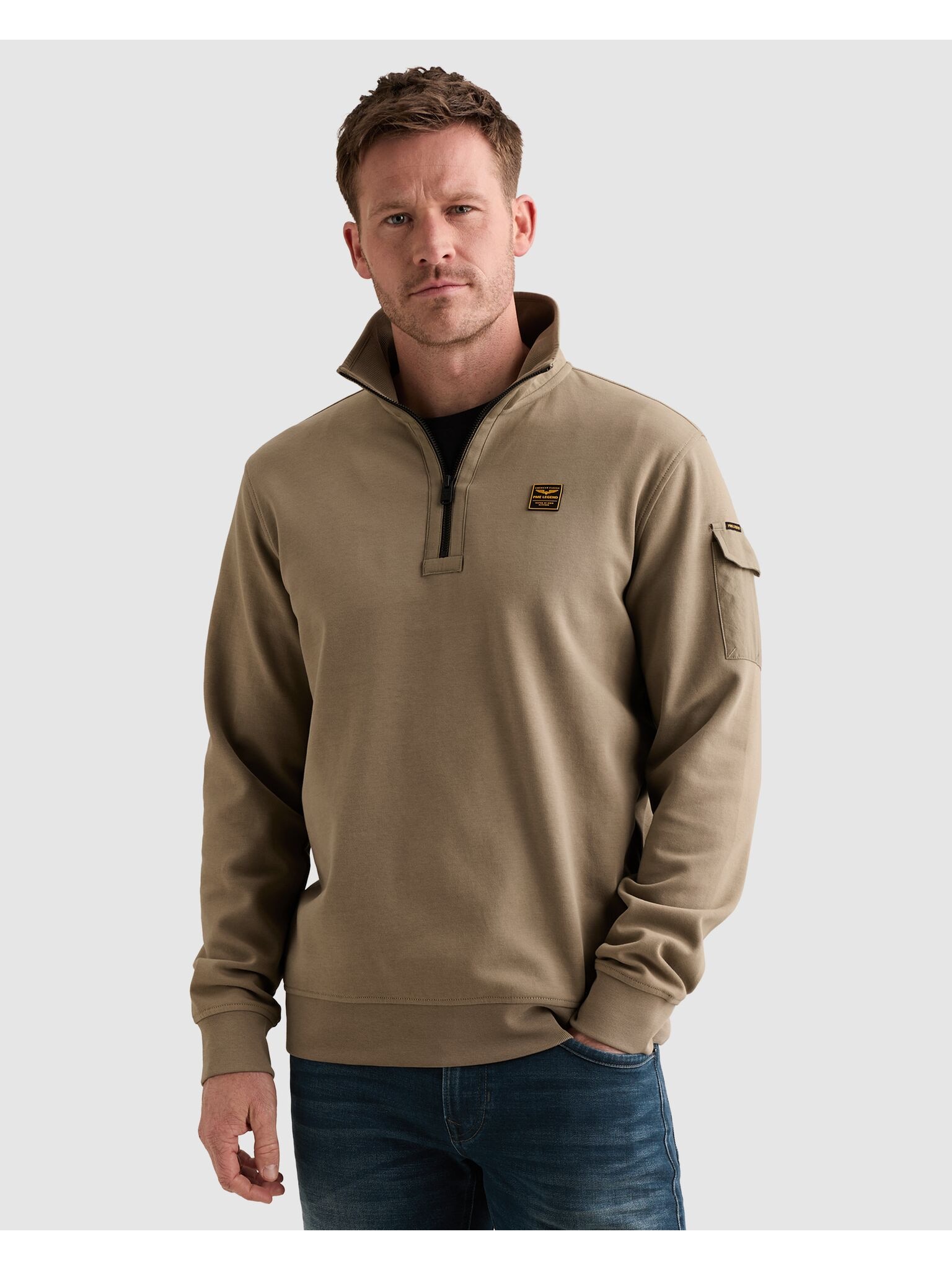 PME LEGEND Sweatshirt , mit Troyer Kragen und Ärmeltasche
