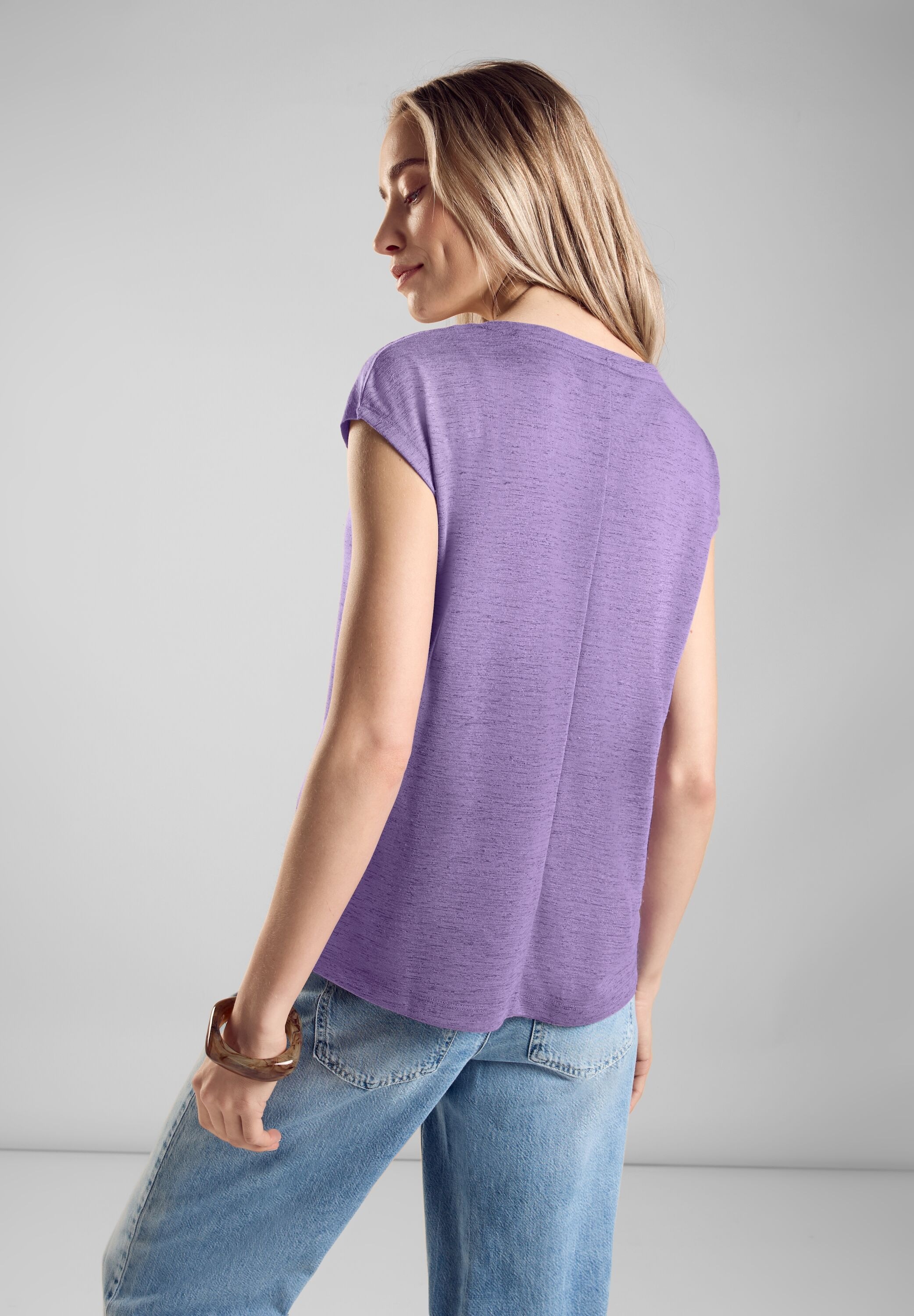 STREET ONE Shirttop, mit Leinen Melange Optik