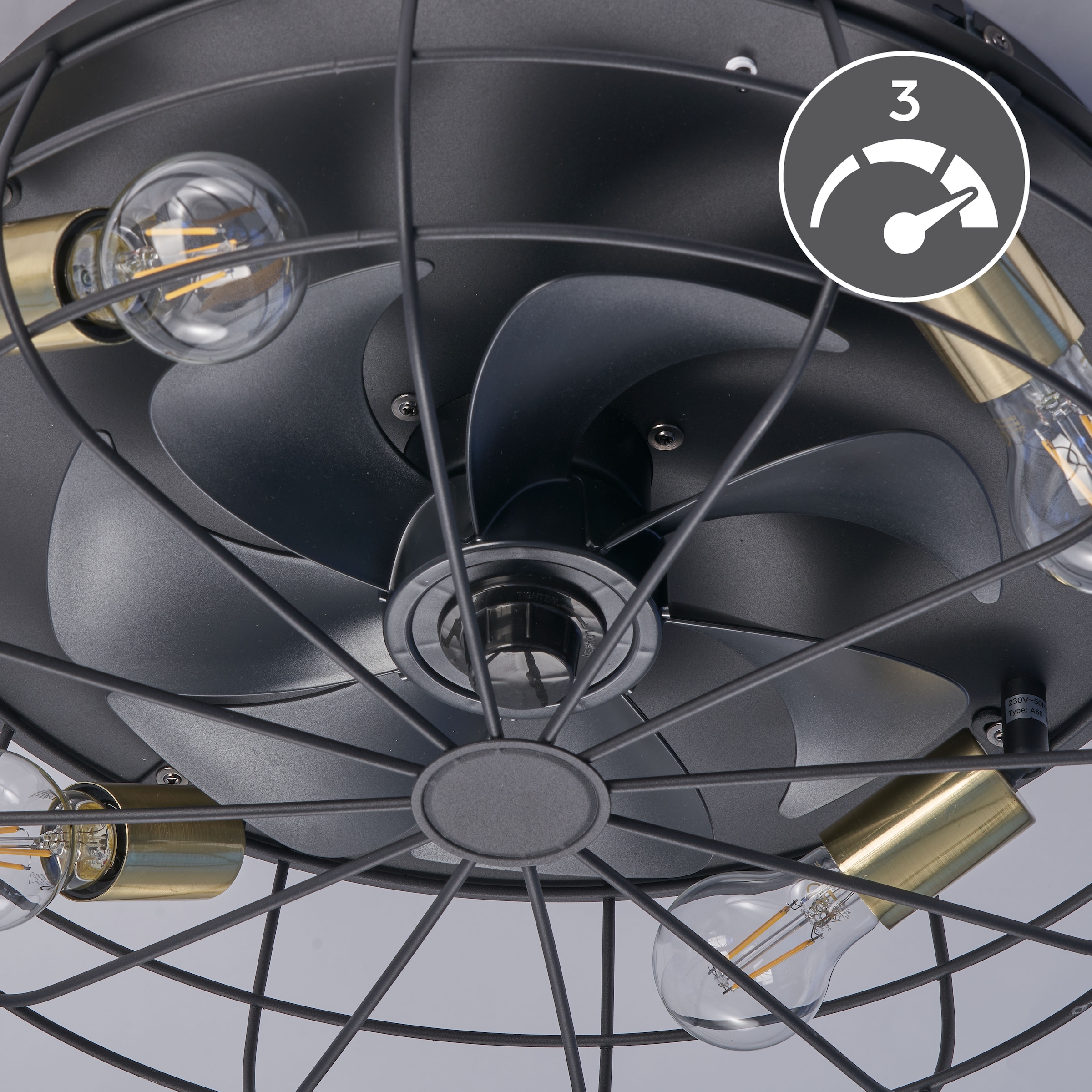 REALITY Leuchten Deckenleuchte »Trondheim Deckenventilator« E27 1 Stk. Deckenlampe Ventilator getrennt schaltbar