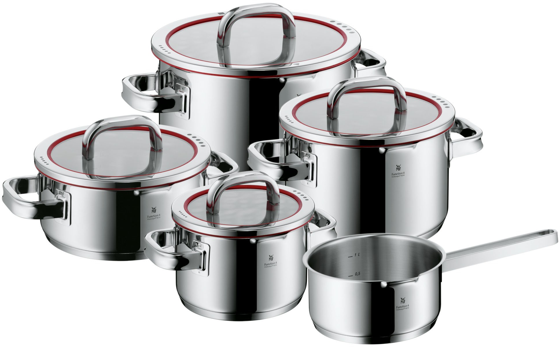 WMF Topf-Set »Function 4, Glasdeckel mit 4 Abgießfunktionen, poliert, unbes günstig online kaufen