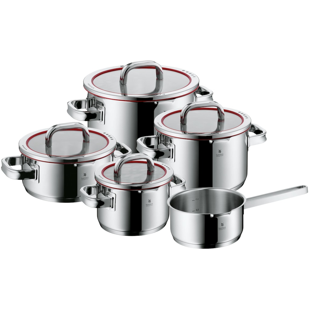 WMF Topf-Set »Function 4«, Cromargan® Edelstahl Rostfrei 18/10, (Set, 5 tlg., 1 Bratentopf 20cm, je 1 Fleischtopf 16/20/24cm, 1 Stielkasserolle 16cm), Induktionstöpfe