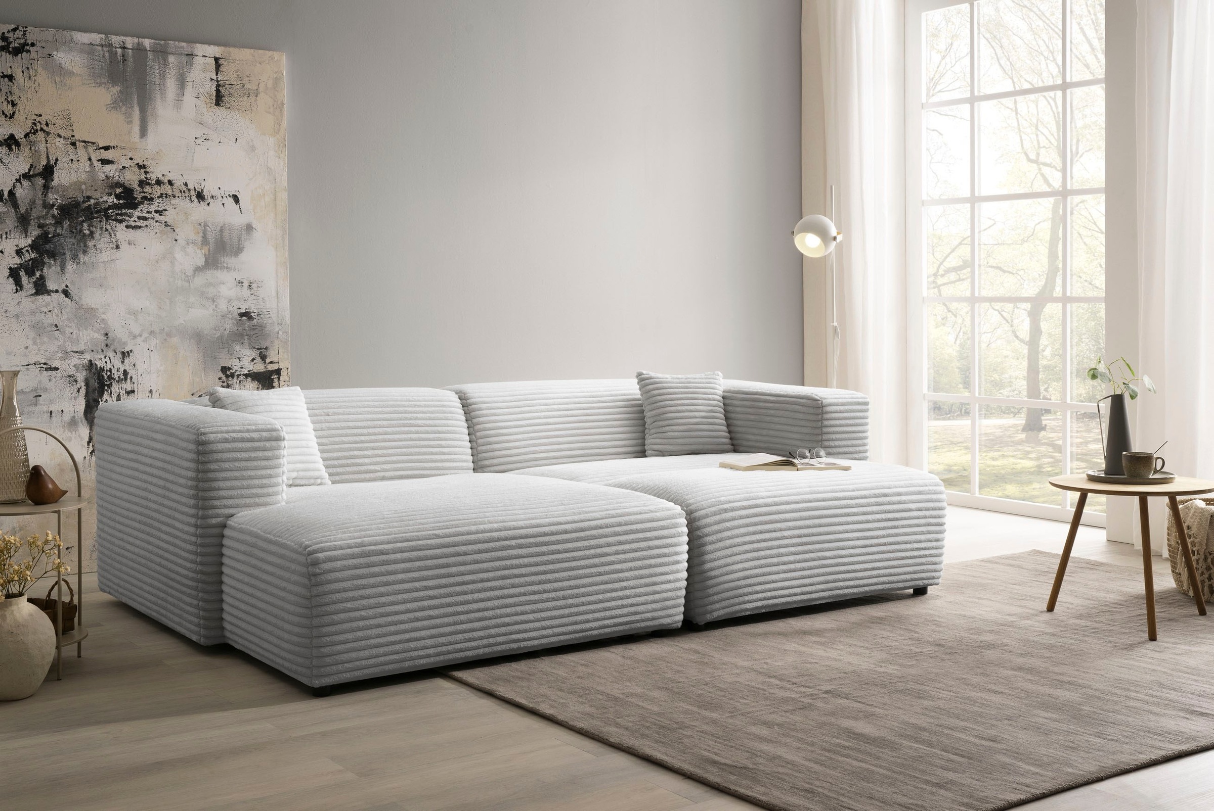 andas Polsterecke »BAKELS, Ecksofa-Set mit Hocker, L-Form mit Schlaffunktio günstig online kaufen