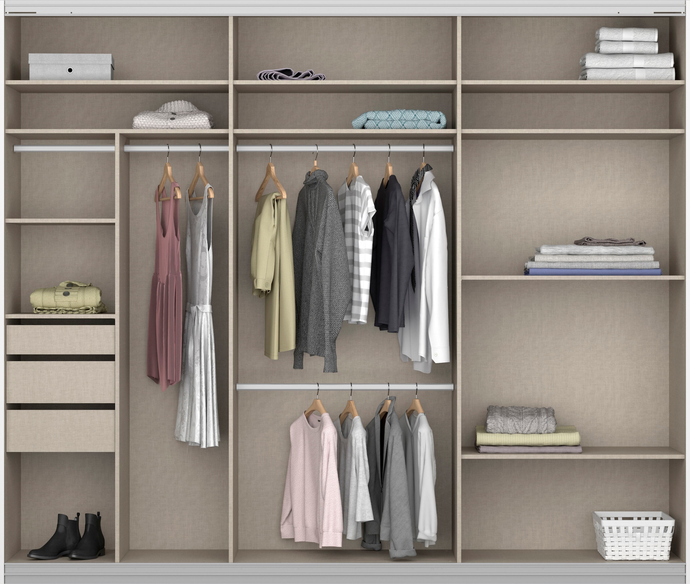 rauch Schwebetürenschrank »Kleiderschrank Schrank Garderobe TOPSELLER OTELI inkl. Inneneinteilung«, mit 3 Innenschubladen sowie zusätzlichen Einlegeböden MADE IN GERMANY