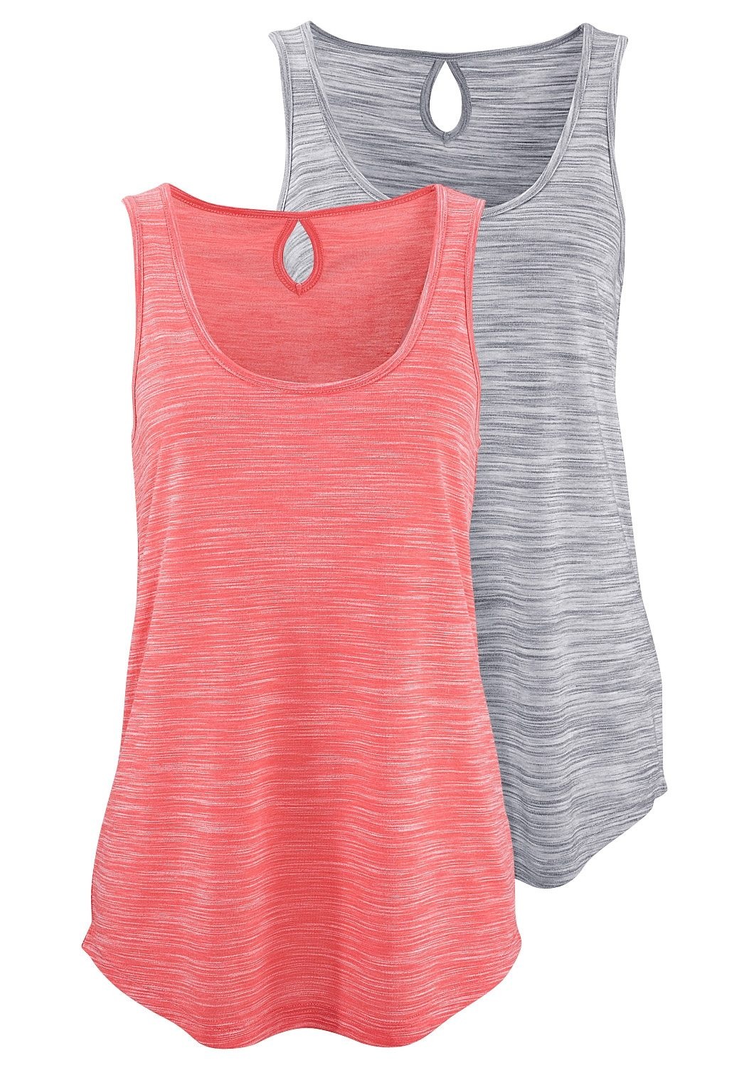 Beachtime Shirttop, (2er-Pack), mit kleinem Cut-Out im Nacken