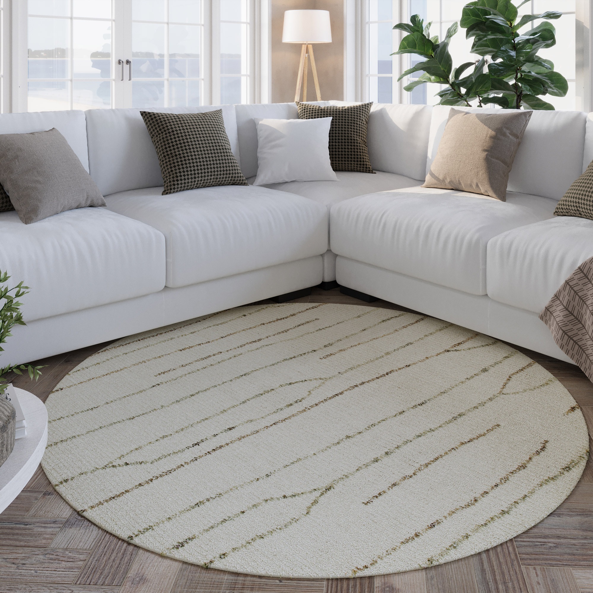 Wecon home Wollteppich »Hamptons THIRTYNINE« rund 10 mm Höhe Schurwolle, Kurzflor, Wohnzimmer, Schlafzimmer, elegant, Linien-Muster