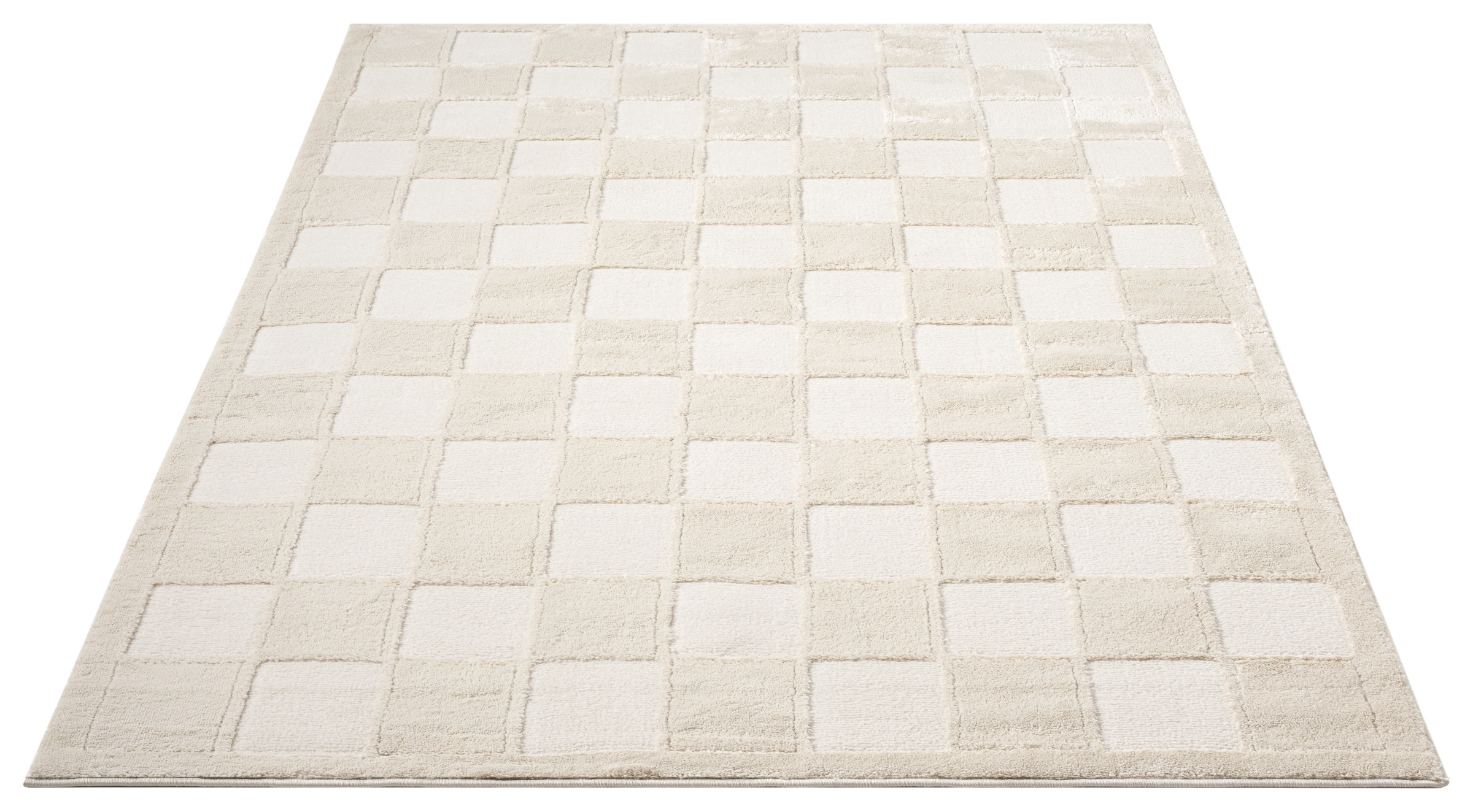 OTTO home Teppich »Belion, Hoch-Tief-Struktur«, rechteckig, 19 mm Höhe, leichter Glanz, Schachbrettmuster, Modern, Wohnzimmer, Schlafzimmer
