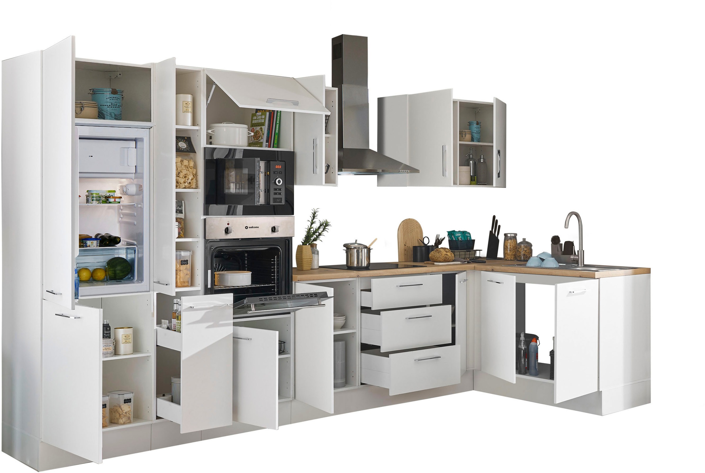 BASIC by Balculina Winkelküche »Turin«, Stellbreite 360x175 cm, wahlweise mit E-Geräten