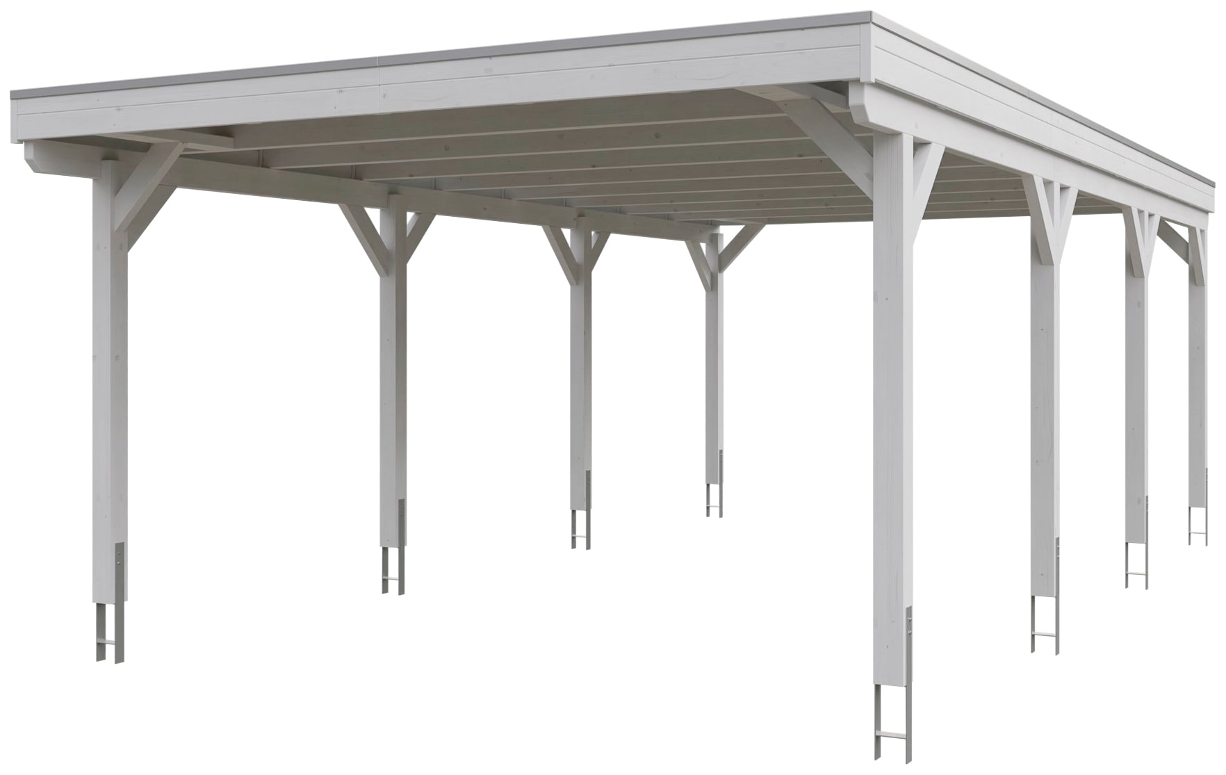 Skanholz Einzelcarport »Grunewald«, Leimholz-Nordisches Fichtenholz, weiß, mit Aluminiumdach