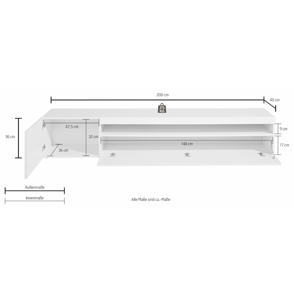 INOSIGN Lowboard, Breite 200 cm, ohne Beleuchtung