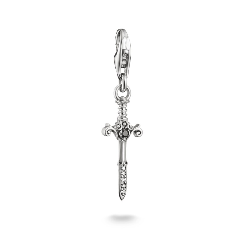 THOMAS SABO Charm-Einhänger »True Romance Schwert-Design Charm - Original« mit Zirkonia (synth.) silberfarben-schwarz-kristallweiß +...