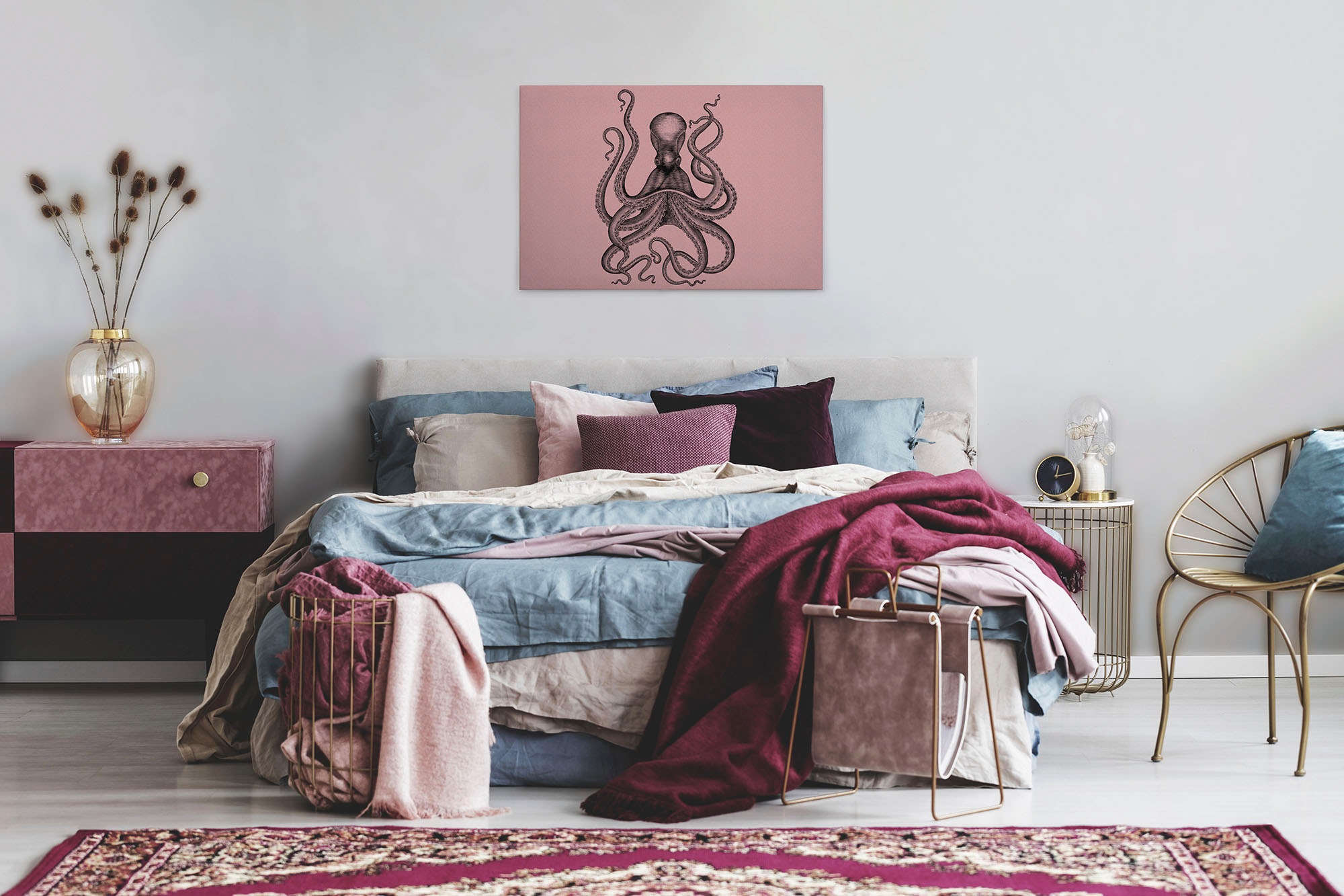 A.S. Création Leinwandbild »jules«, Kunst-Tiere-Kinder, (1 St.), Keilrahmen Bild Octopus Krake Leinwand-Bild Wohnzimmer modern Wandbild