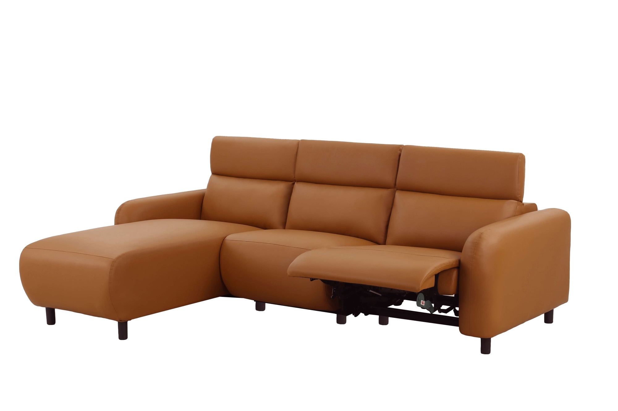 Home affaire Ecksofa »SKAANE Lederoptik, L-Form, 274 cm, manuelle u. elektrische Funktion,«, rundes Design, Kopfteilverstellung, Federkernpolsterung