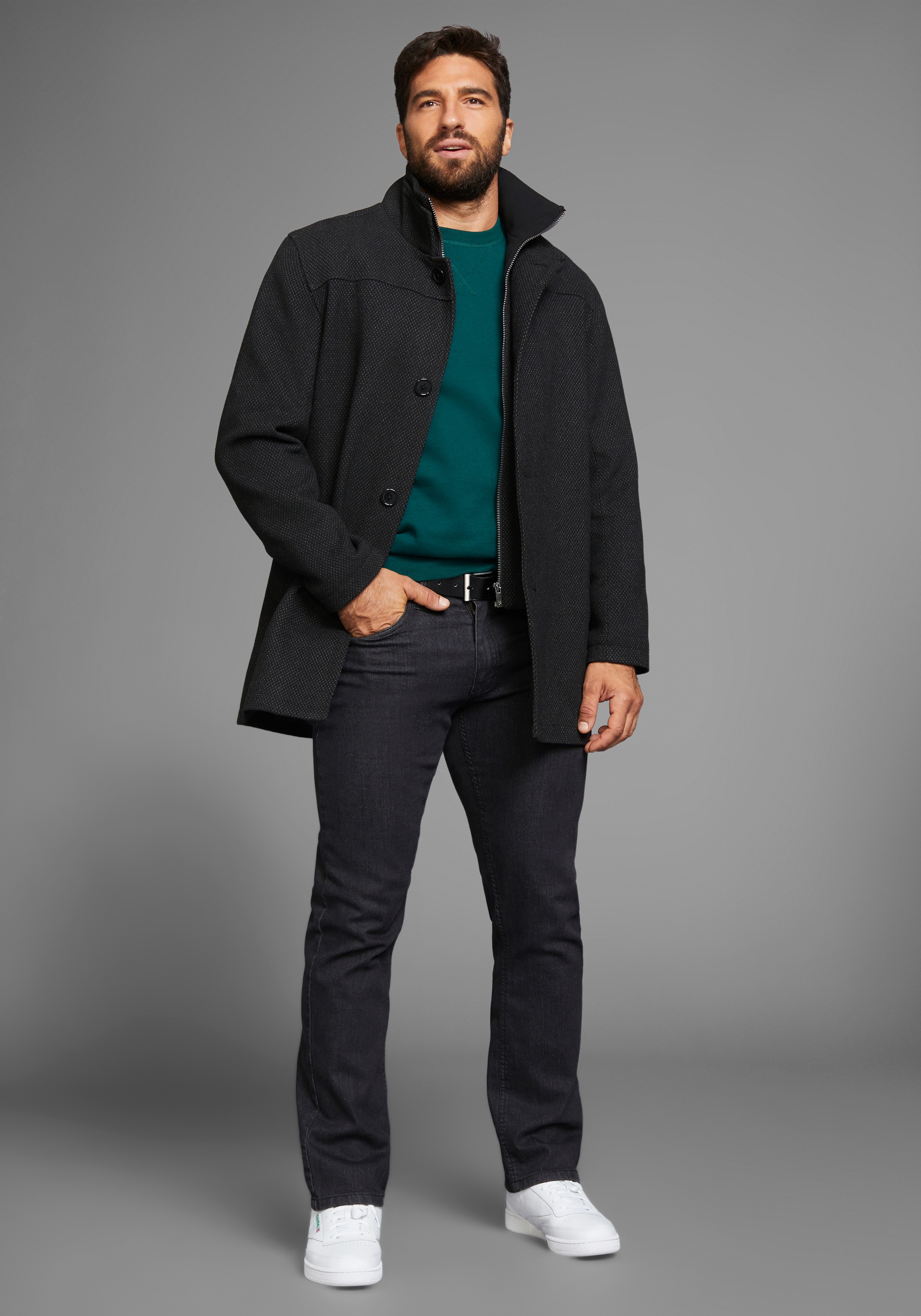 Man's World Sweatshirt, Langarm, Basic-Stil, unifarben, Rundhalsausschnitt