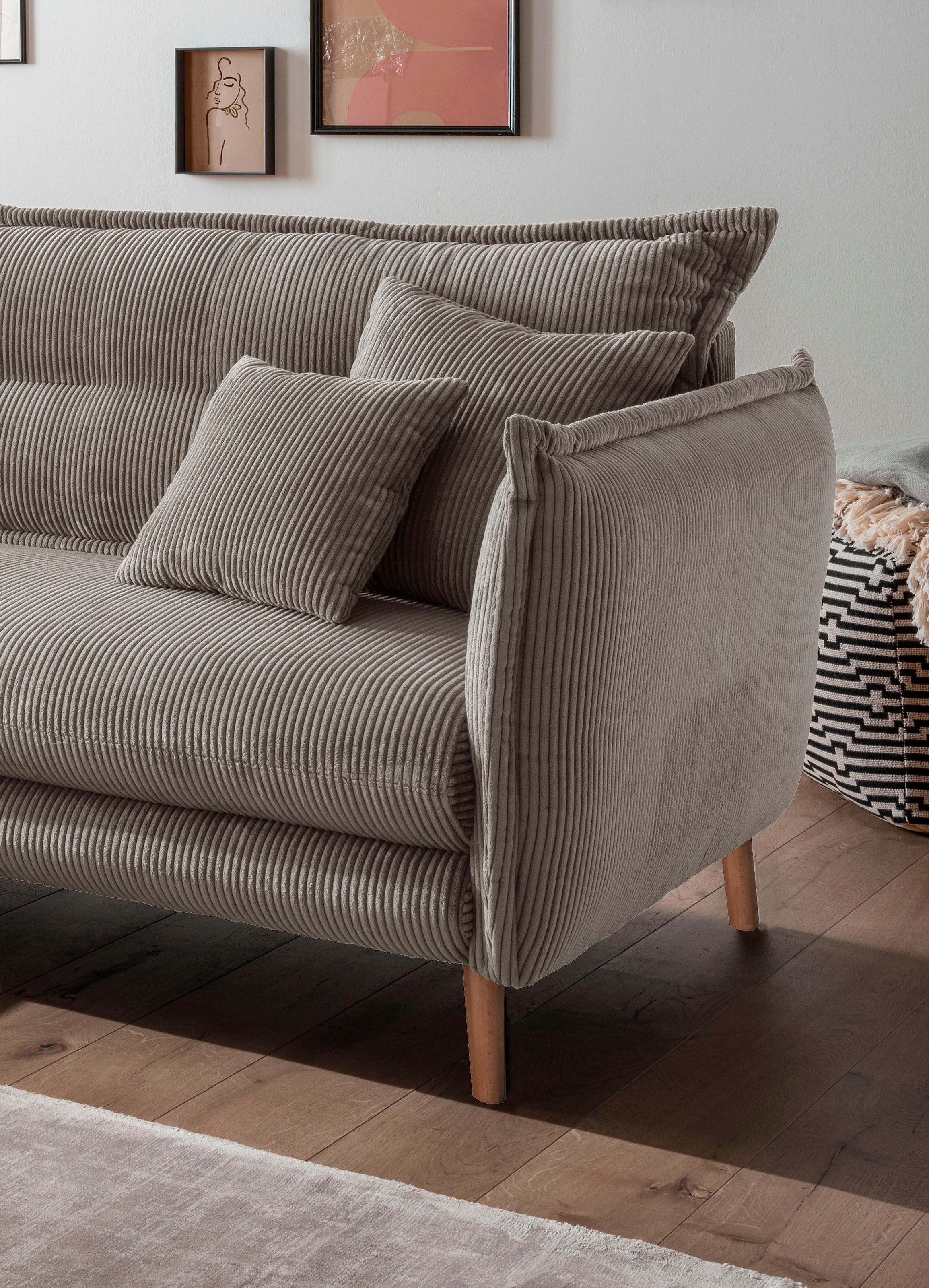 INOSIGN Ecksofa »Lazio modern und bequem, schmale Armlehnen, tolle Detailverarbeitung«, zwei verschiedene Fußfarben wählbar