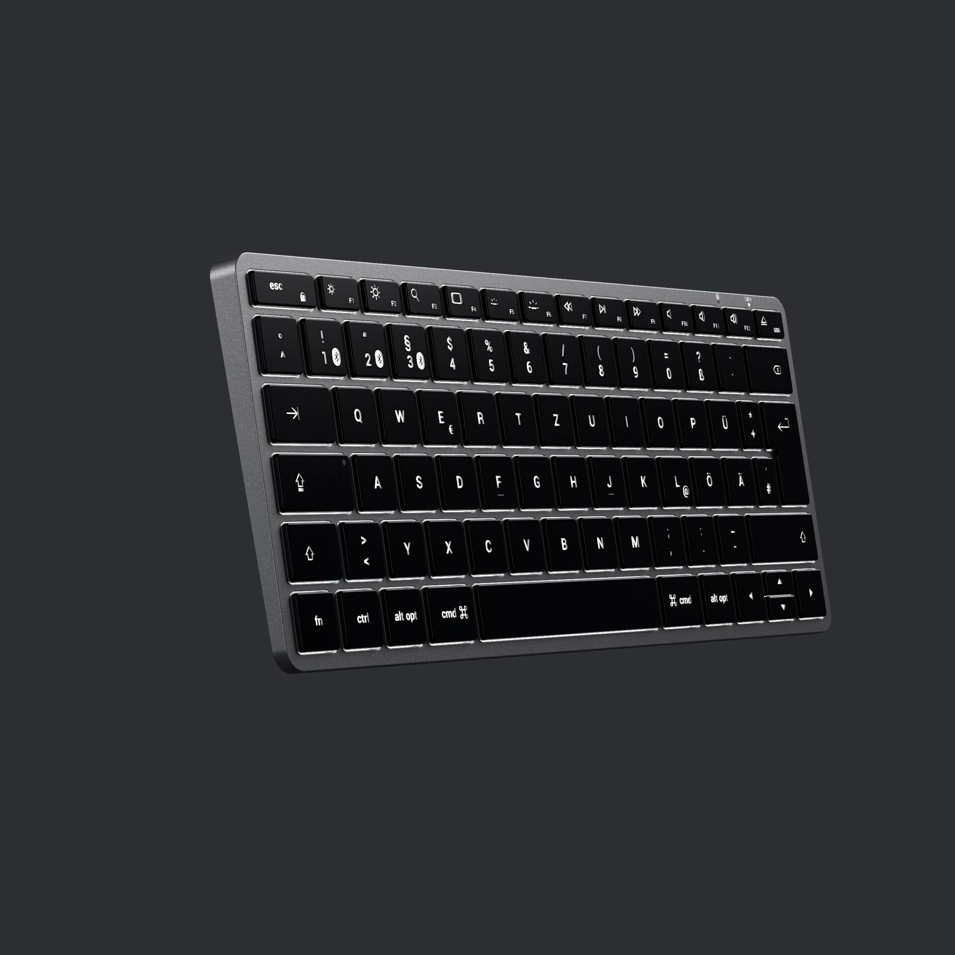 Satechi Tastatur »Slim X1 Bluetooth Keyboard-DE (German)«, (Multimedia-Tasten-USB-Anschluss-iOS Sondertasten-Funktionstasten)