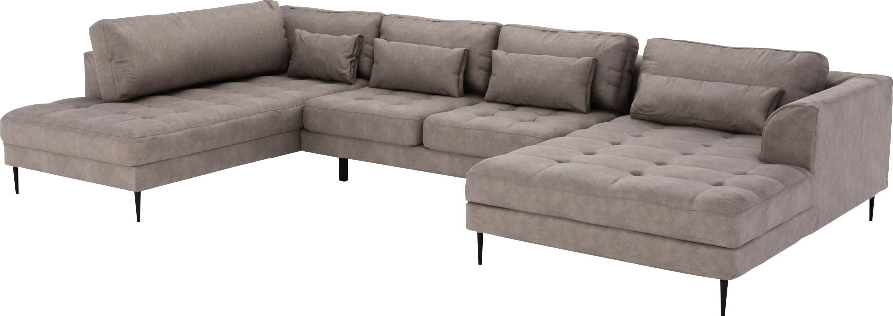 TRENDMANUFAKTUR Wohnlandschaft »Luzi, gemütliches Sofa, extra viel Platz, viele Kissen, OTTOs Choice«, Designsofa mit tollem Sitzkomfort, Metallfüße schwarz, Breite 361 cm