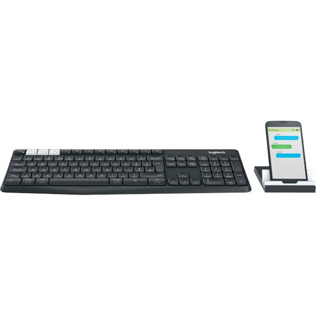 Logitech PC-Tastatur »Bluetooth Multi-Device Keyboard K375s Graphite«, (ergonomische Form)