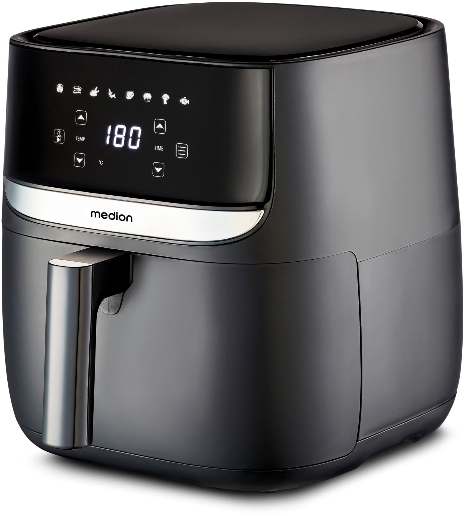 Medion® Heißluftfritteuse »E50 XL (MD 10532), 5,7 L Korbvolumen, 8 Automatikprogramme, Timer«, 1700 W, Temperatur bis 200 °C, ölfreies Frittieren, digitales Bedienfeld