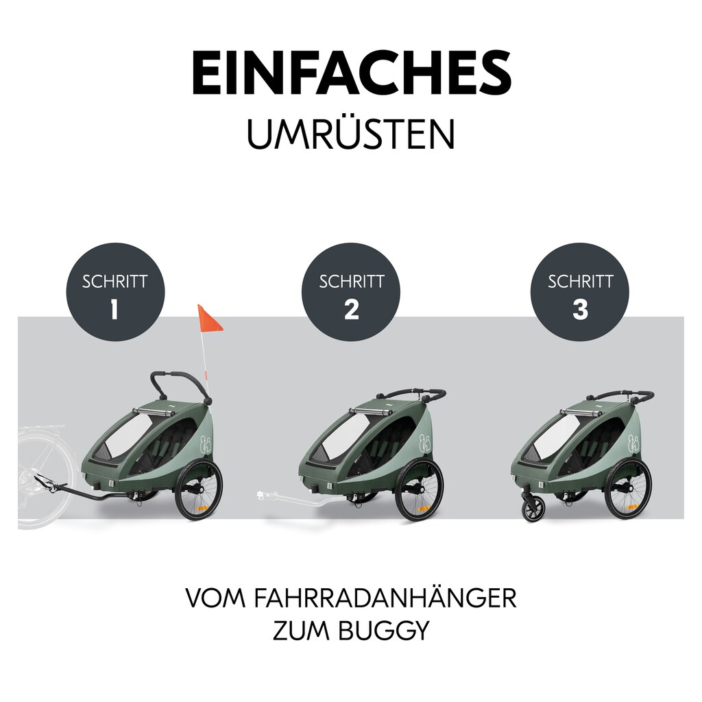 Hauck Fahrradkinderanhänger »2in1 Bike Trailer und Buggy Dryk Duo Plus, dark green«
