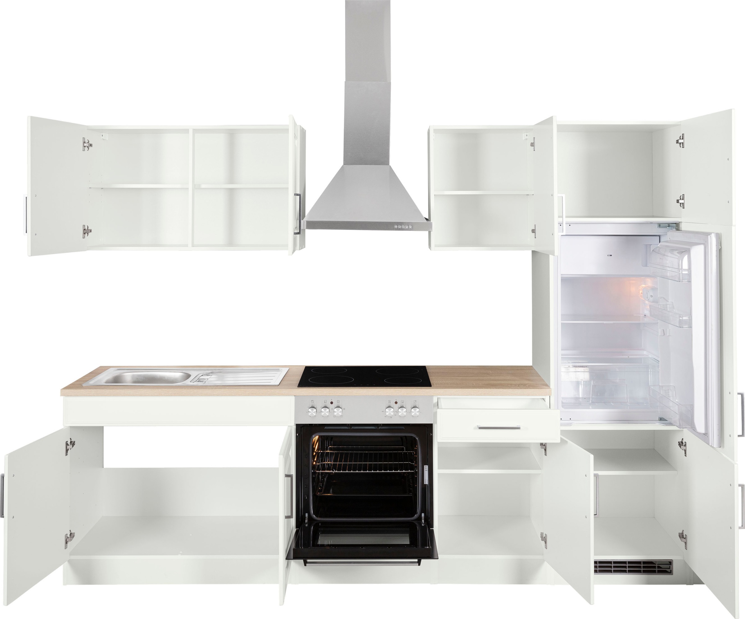 KOCHSTATION Küchenzeile »KS-Stockholm«, Breite 270 cm, mit hochwertigen MDF Fronten im Landhaus-Stil