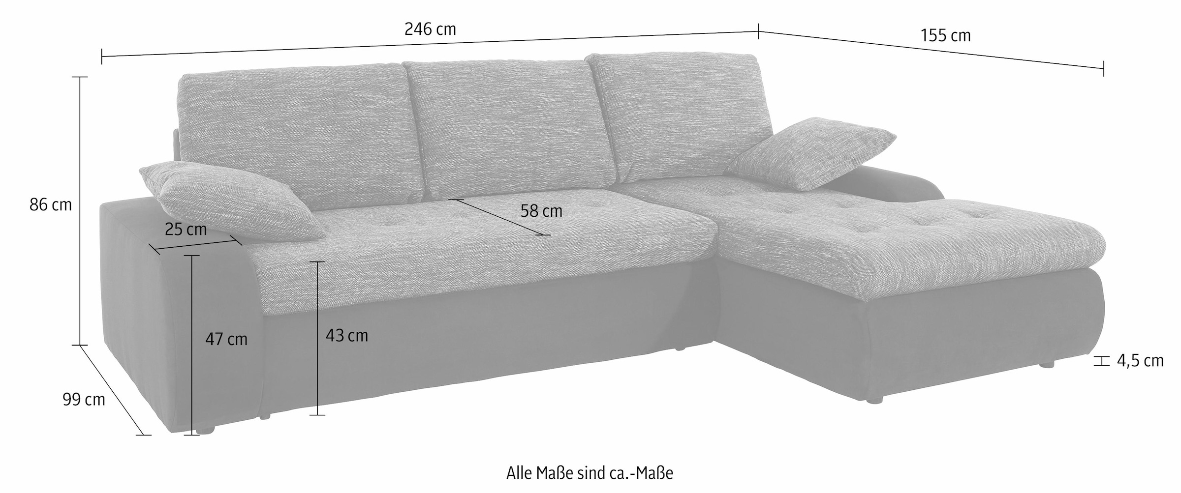 TRENDMANUFAKTUR Ecksofa »Indie, modern und bequem, Materialmix, OTTOs Choice, L-Form«, wahlweise XL oder XXL
